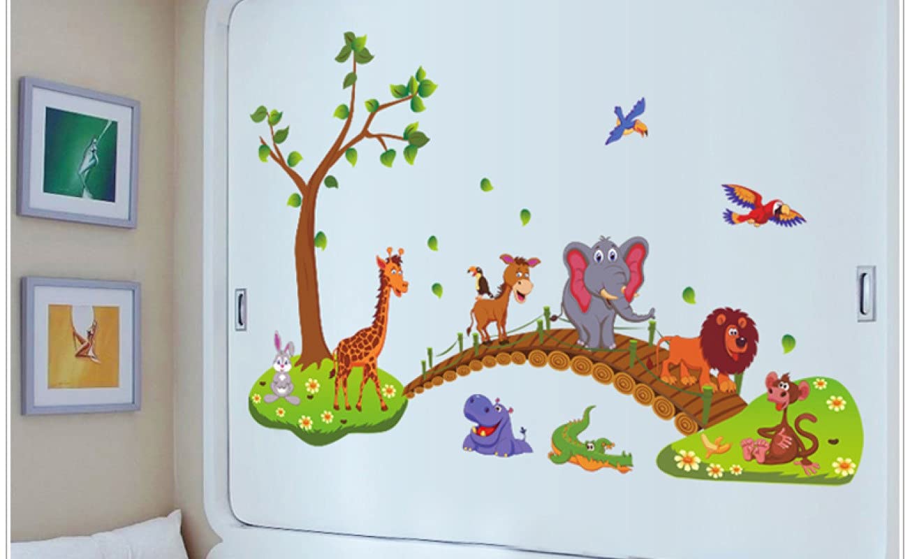 Indian Royals Vinyl Animals in Jungle Wall Self Adhesive Stickers for Kids Room, Multicolor (60 Cm X 90 Cm), 4.4 Cms 4