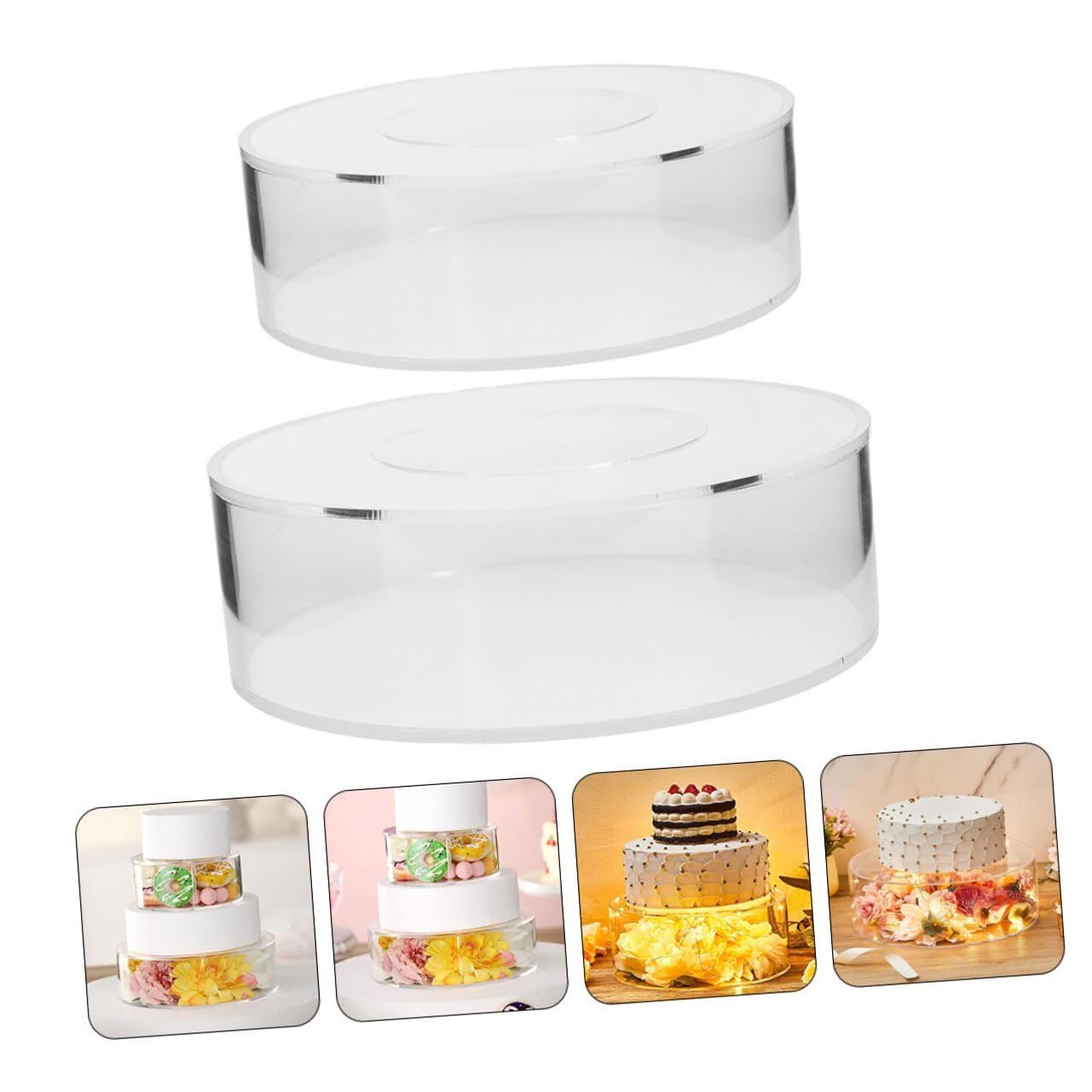 Didiseaon Alzata per Torte Tonda in Acrilico 2 Pezzi, Design Riempibile | Feste e Ristoranti, per Palloncini e Snack, Lavorazione Curata, Atmosfera Raffinata