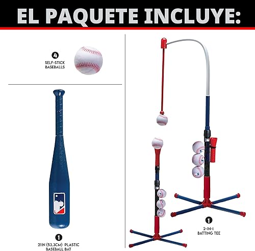 Miniatura 2 de Franklin Sports Grow-with-Me - Soporte de bateo de béisbol para niños + juego de base para jóvenes + niños pequeños - Juego de soporte de bateo