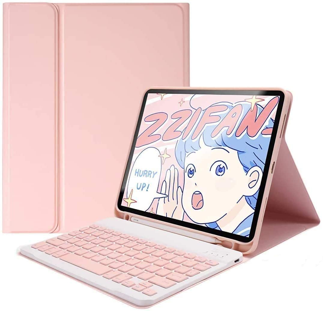 Color Keyboard Case for Galaxy Tab S9 FE+ / S10+ / S9+ / S8+ / S7+ / S7 FE 12.4 Inch - Cute Detachable Wireless Bluetooth Keyboard, Pink