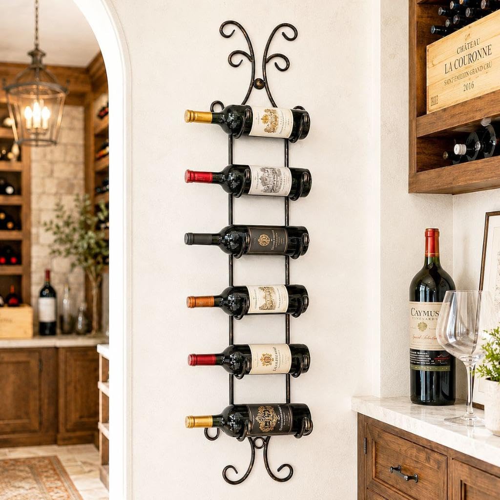DanDiBo Weinregal Wand Metall Flaschenregal Schmal Regal 6 Flaschen 568 Wine Rack Weinflaschenregal Bar Wein Regal Getränkeregal Flaschen