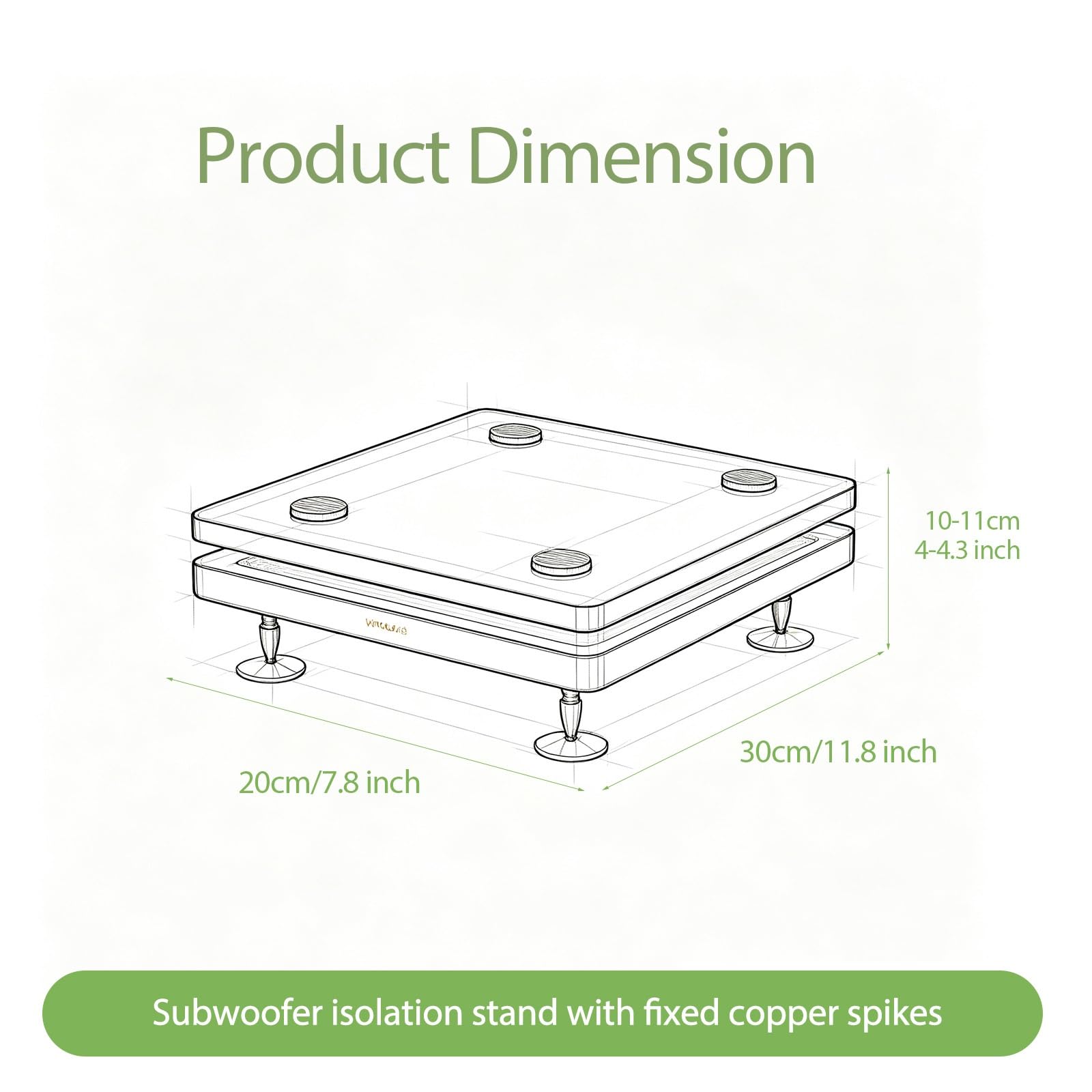 Lautsprecher-Isolationsständer mit verstellbaren Spike-Füßen, Subwoofer-Plattform, MDF-Audiobasis for Studiomonitor, Boden-HiFi-System und Heimkino, Vibrationserhöhung