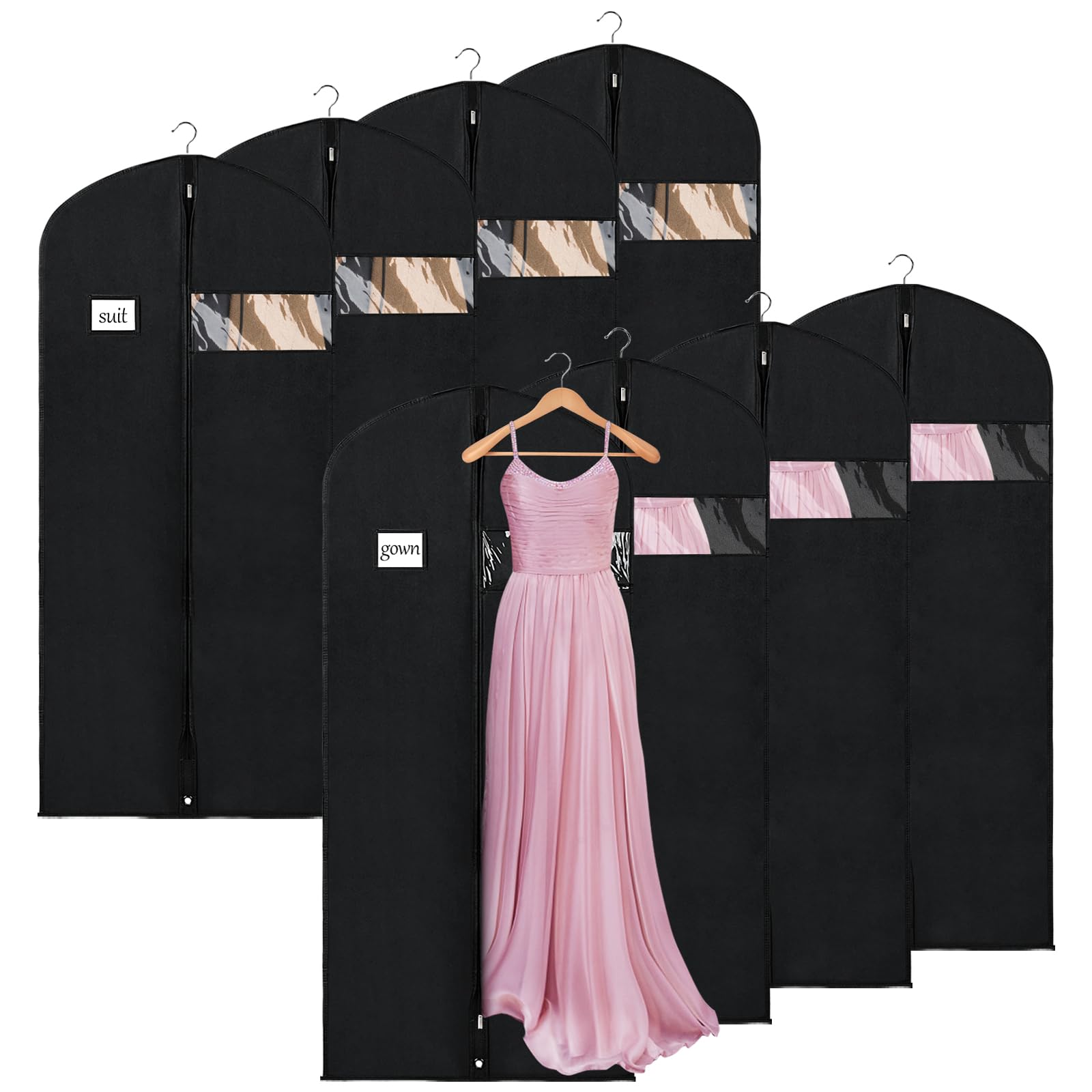 6 pièces housses à vêtements longues, housses à vêtements, housses à vêtements