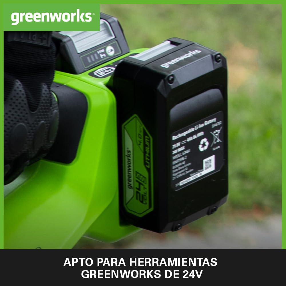 Greenworks Batería 24V 4Ah Litio Iones Recargable para Herramientas Eléctricas Jardinería Carga Rápida LED G24B4