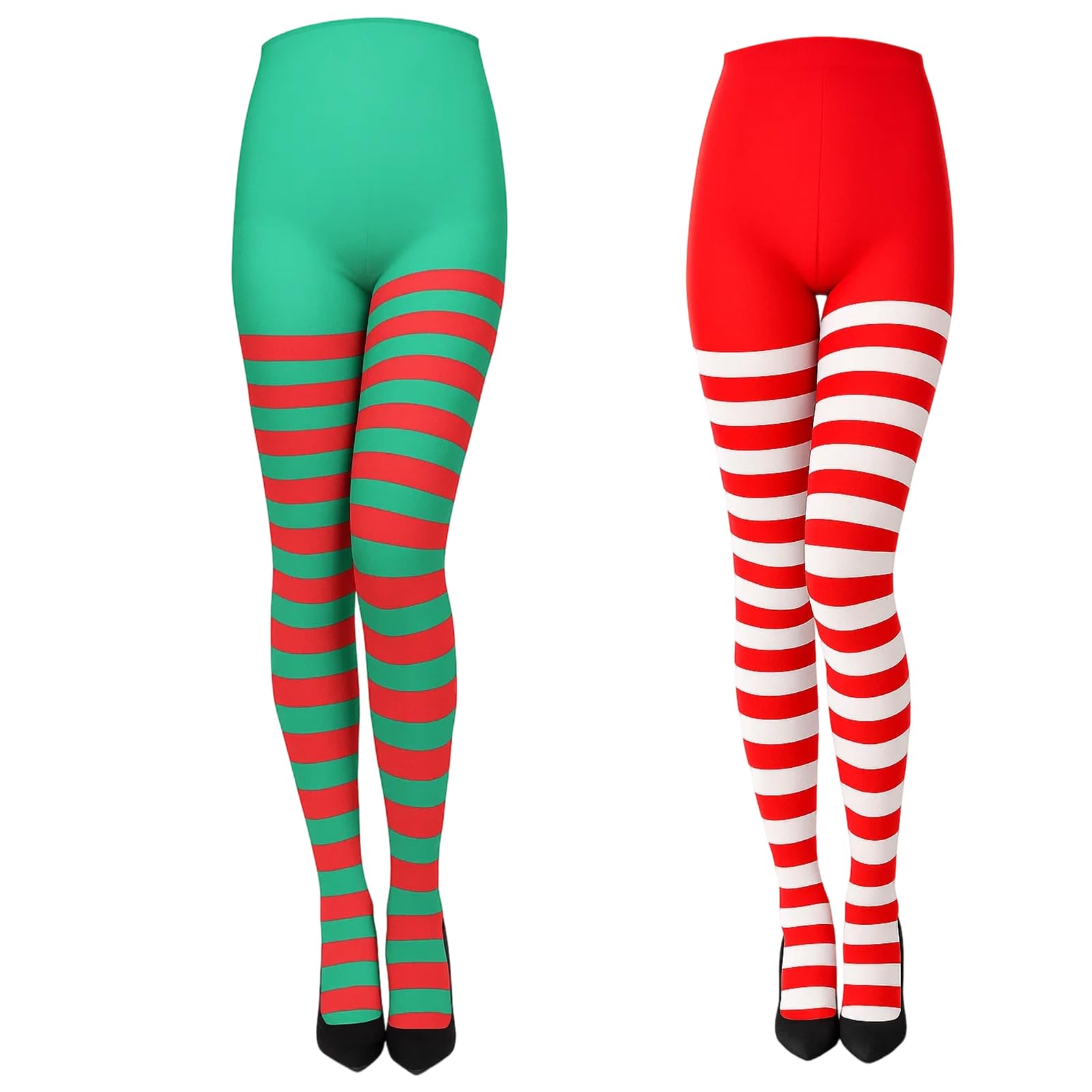 SrgPui 2 works Striped Tights, Stripy Tights Women, Elf Costume Women