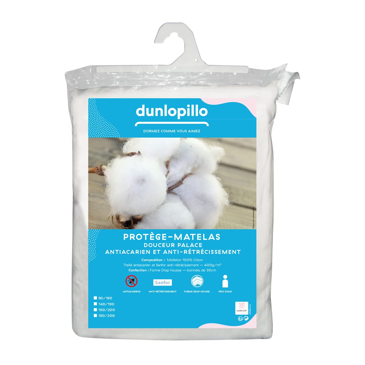 Dunlopillo - Alèse & Protège Matelas Absorbant Douceur Palace 160x200 cm