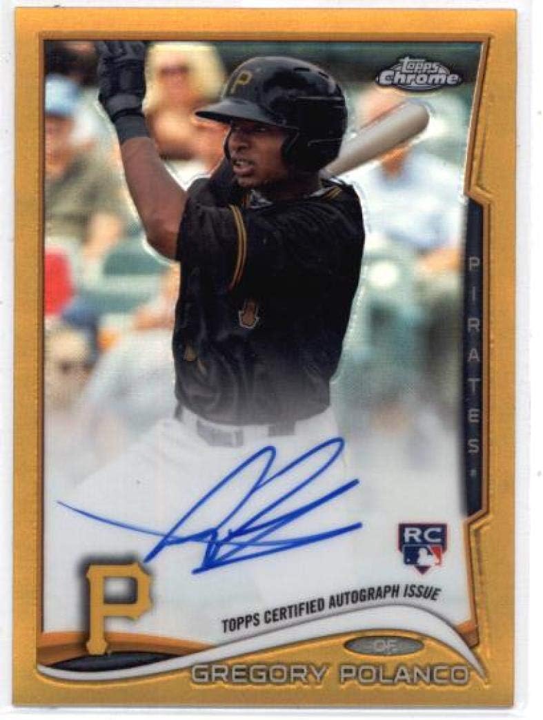 2014 Topps Chrome Rookie Autographs Gold Refractor #GP Gregory Polanco Pirates MLB Baseball Card (RC - Rookie Card) (Autographed) /50 NM-MT