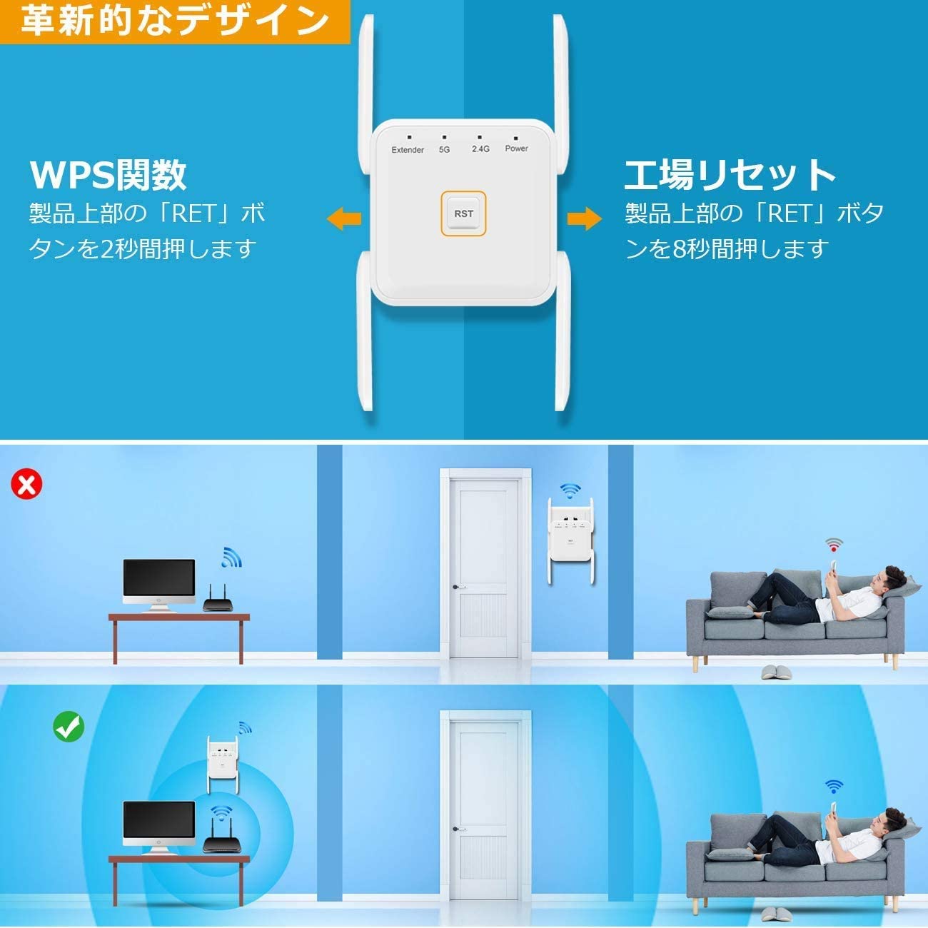 Amazon.co.jp: WIFI 中継機 WiFi 無線LAN 中継機 11ac 867Mbps(5GHz) +