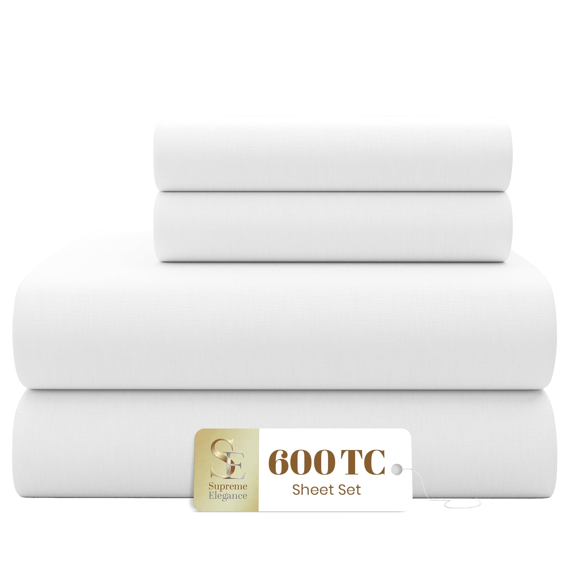 Supreme Elegance 600 TC Queen Sheets Arctic White