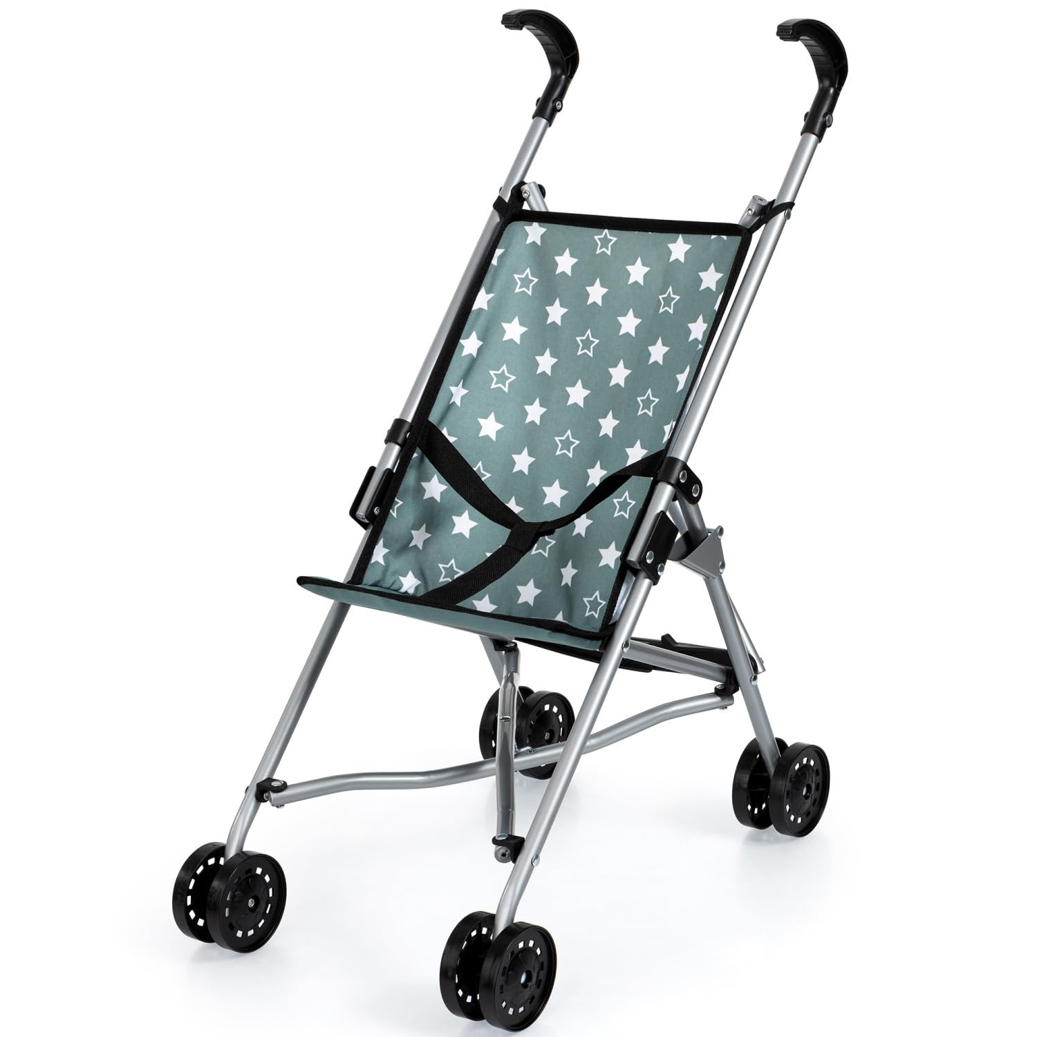Bayer: Buggy Umbrella Stroller - Green & White Stars - Accessory for Dolls Up to 18", Foldable Design, Seat Belt, Kids Toy, Ages 3+
