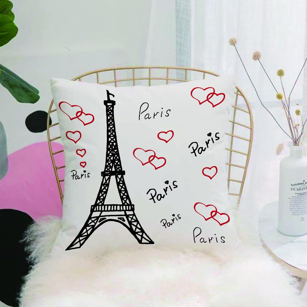 HYOSXW Cushion Cover,Throw Pillow Case Home Decorative for Living Room Bedroom Sofa Chair 16X16 Inch,Paris Set Eiffel Tower, Eiffel Paris is always a good idea Tourism locations Lo,Pillowcase 40X40cm