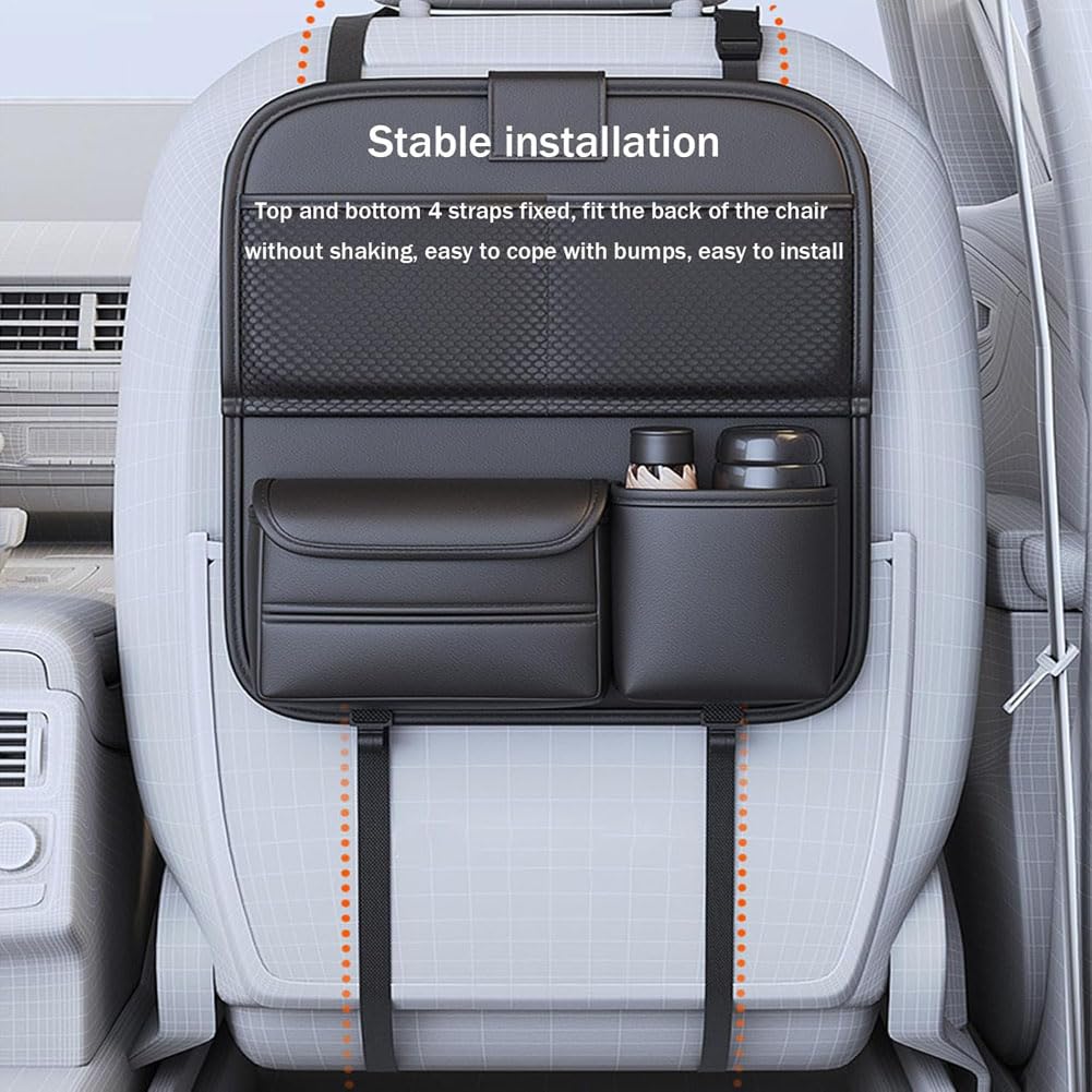 Organizador Asiento Trasero Coche para Nissan Xterra N50 WD22 2.Gen / 1.Gen WD22 2000-2015, Cuero Organizadores con Bandeja Mesa Plegable, Coche Protector Respaldo,Small-Black