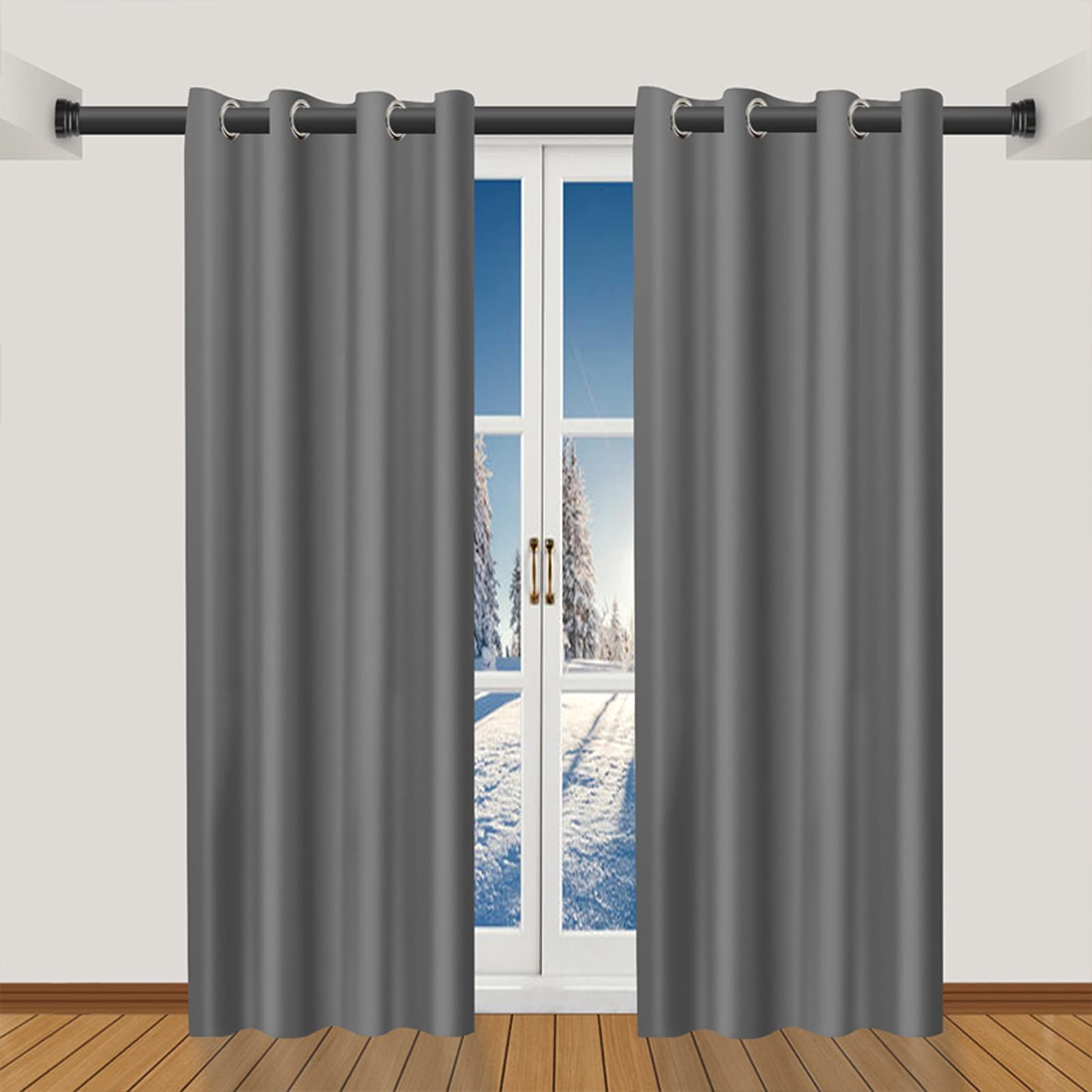 tringles à rideaux sans perçage, Tringle de douche télescopique en acier inoxydable, tiges de séchage for salle de bain et chambre à coucher, noir ou blanc (couleur : blanc, taille : 70 cm-120 cm) (C
