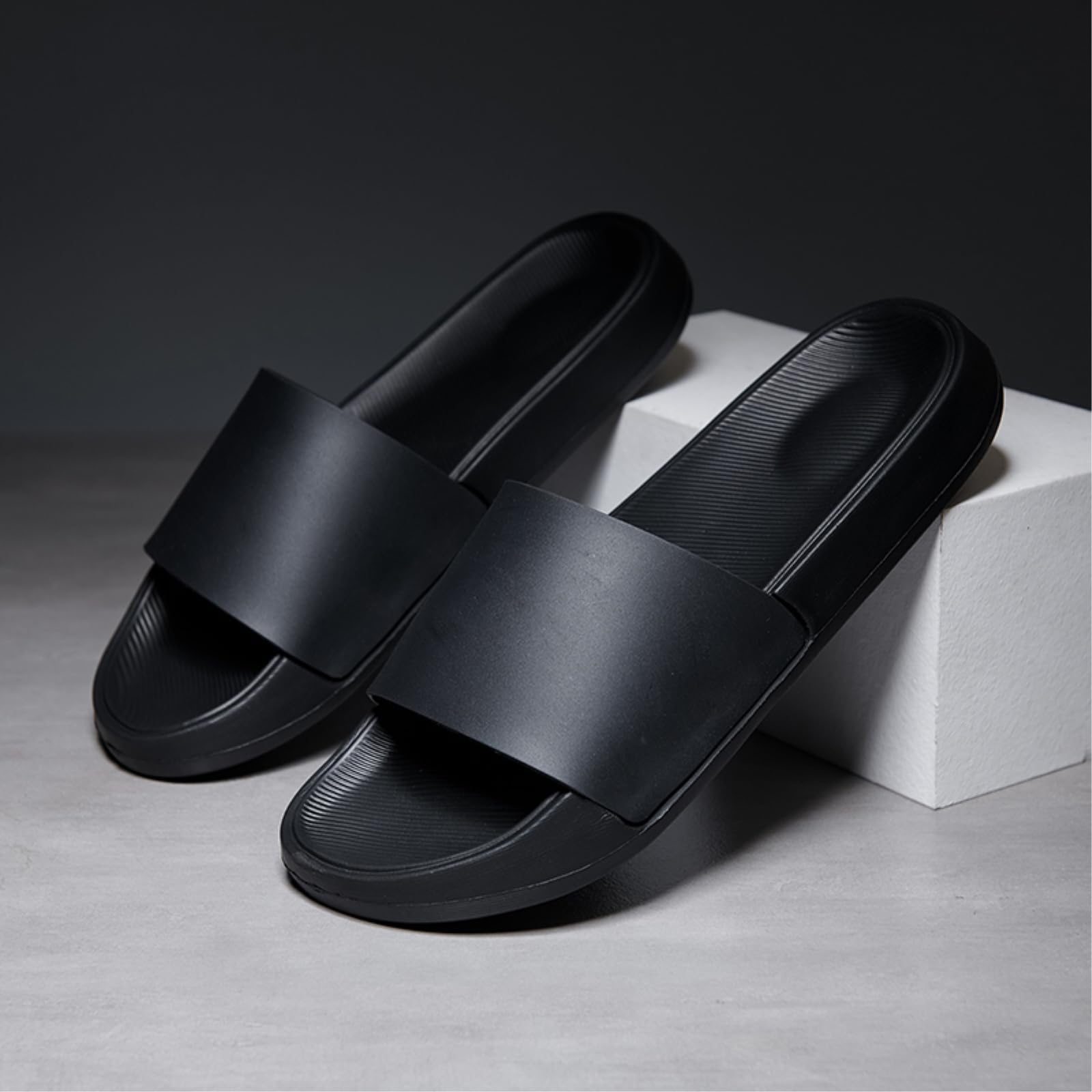 Infradito Estate Uomo Anti Slip Morbido Eva Pantofole Slides Nero Economico Leggero Comode Grande Dimensione 46 47 48-black-44