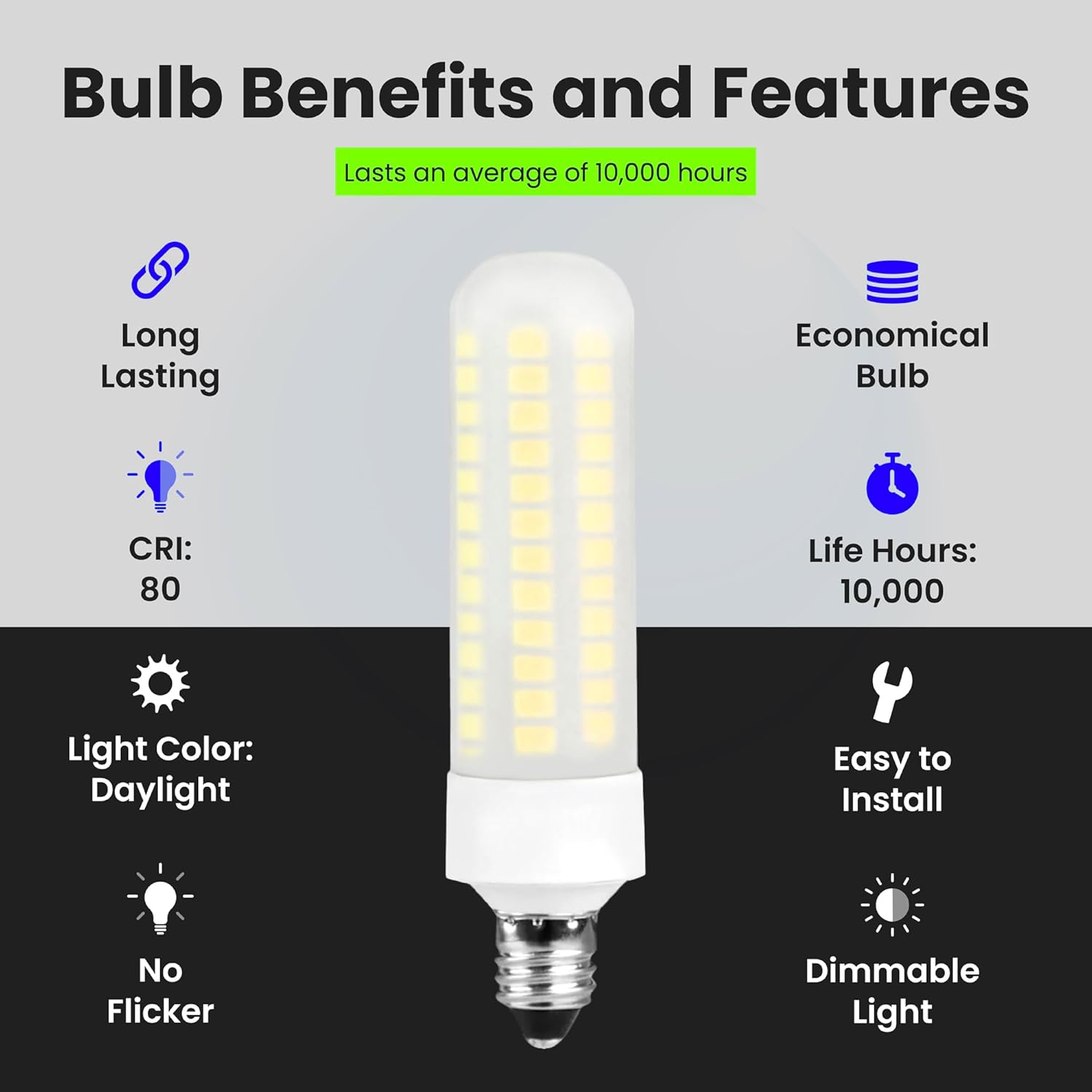 Feit Electric Specialty 6.5 Watts LED Light Bulb with 75-Watt Equivalent, Dimmable T4 Bulb, 750 Lumens, 9 Yrs. Leftime, 5000K Daylight, Pack of 1 - BP75MC/850/LED