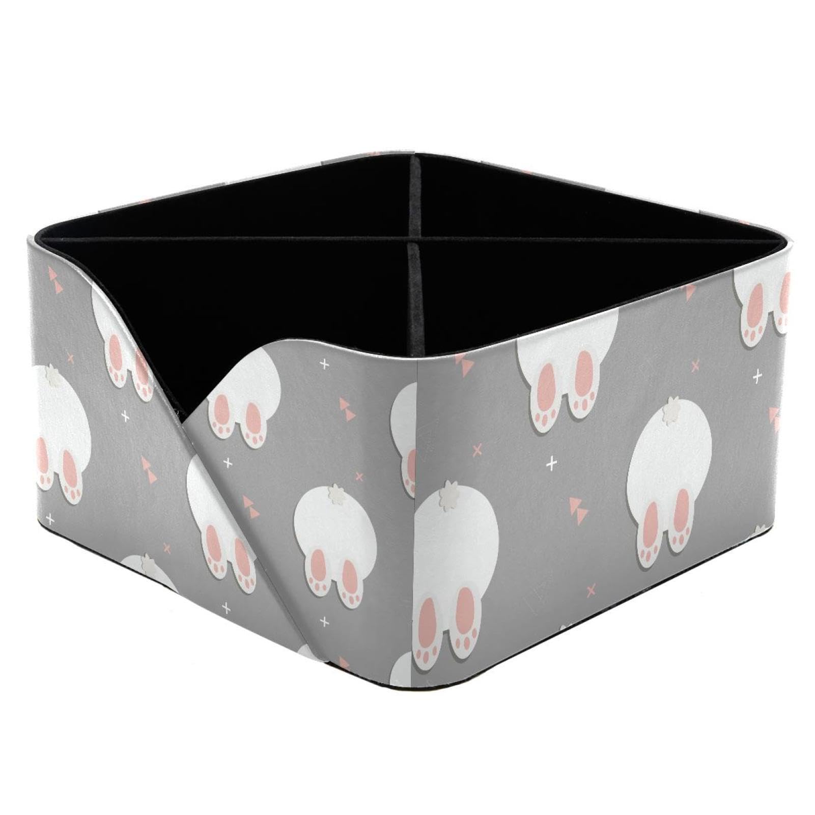 KengjuTesu Cartoon Animal Foot Cute Rabbit Pattern Desktop Organizer Pen Holder, Rectangular Pencil Cup for Office, Study and Makeup Stations