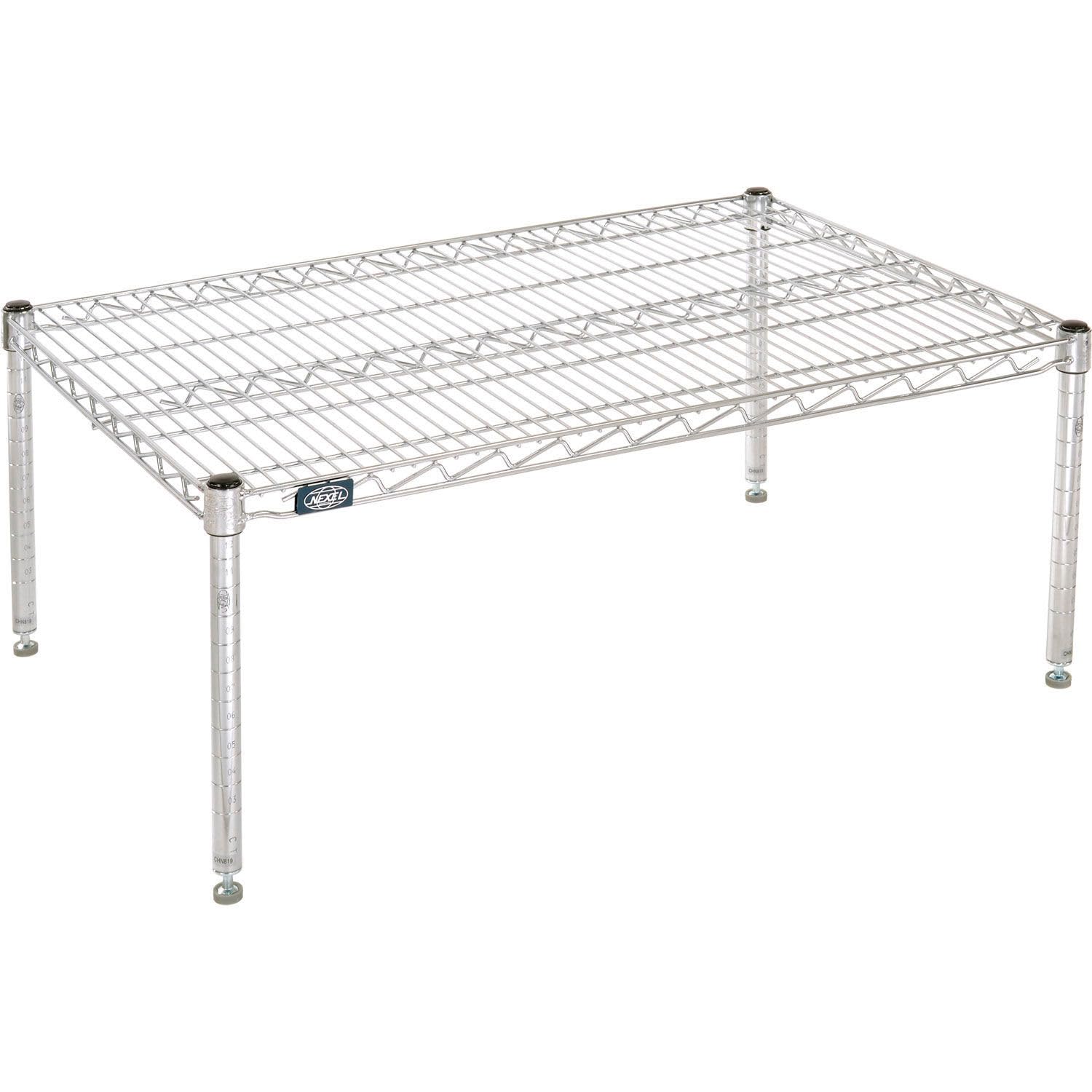 Commerical Wire Shelf Platform Dunnage Storage Rack by Nexel – 24"x36"x14", Wire, Chrome, Model P2436C