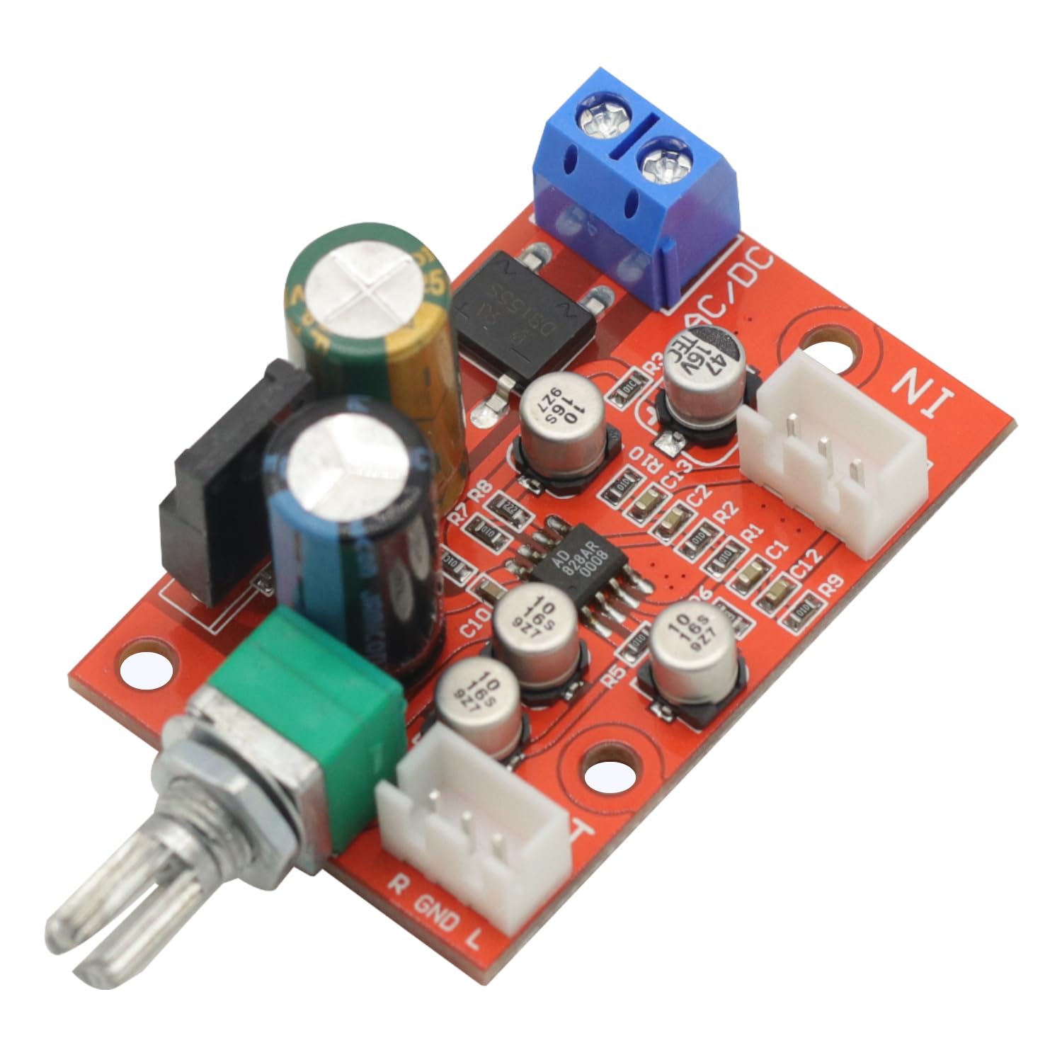 AC/DC AD828 Dynamic Microphone Stereo Preamp Power Amplifier Preamplifier Board with Volume Control