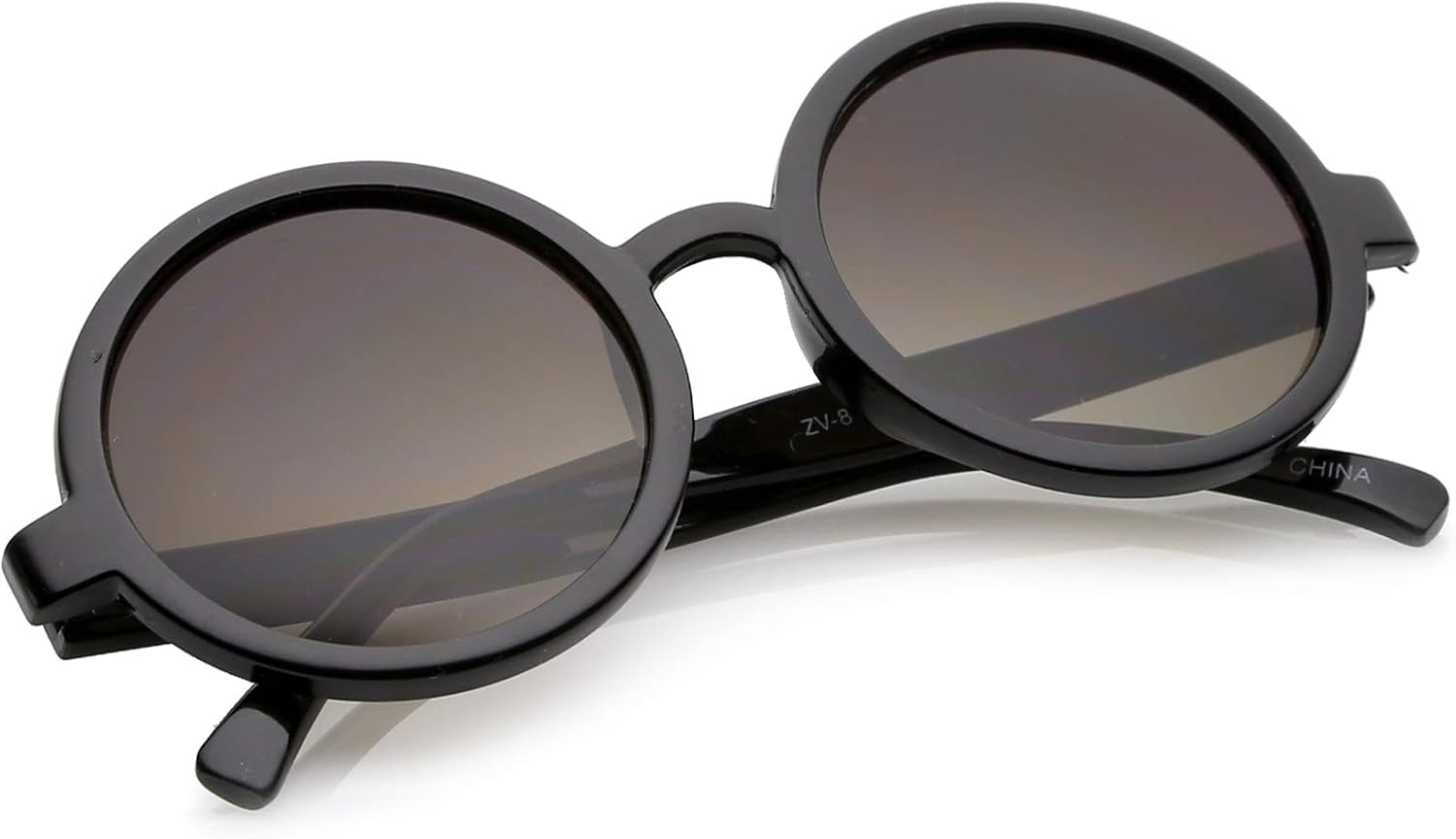 zeroUV Trendy Round Retro Sunglasses for Women, UV400 Vintage Horn Rimmed Neutral-Colored Lens 52mm (Black/Smoke) - Image 5