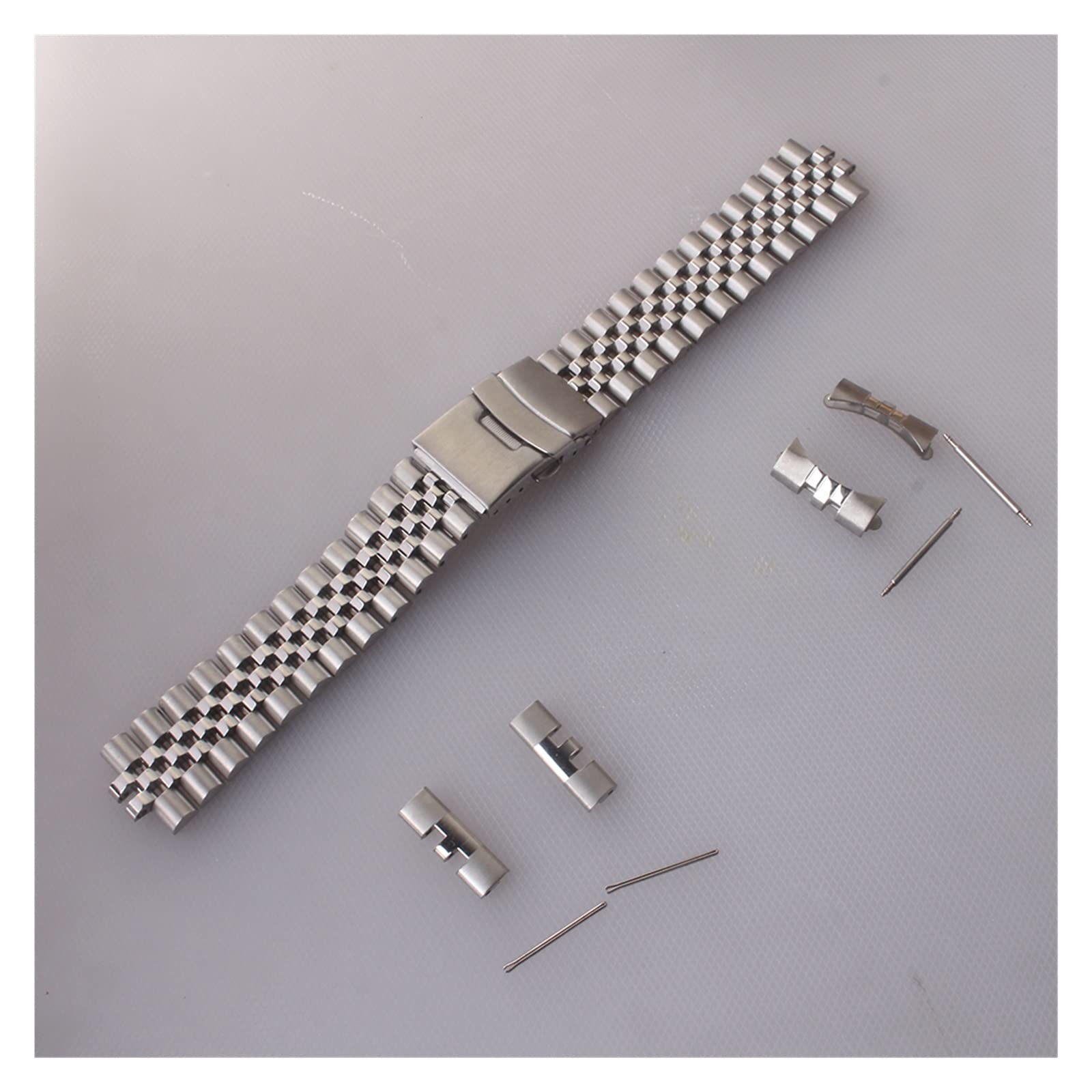 Bandoues de monatordes Bouetche en acier inoxydable 20 mm 22 mm 24 mm bracelet de montre en métal Bracelet Bracelet Boucle argentée Men de boucle (Color : Silver, Size : 24mm)