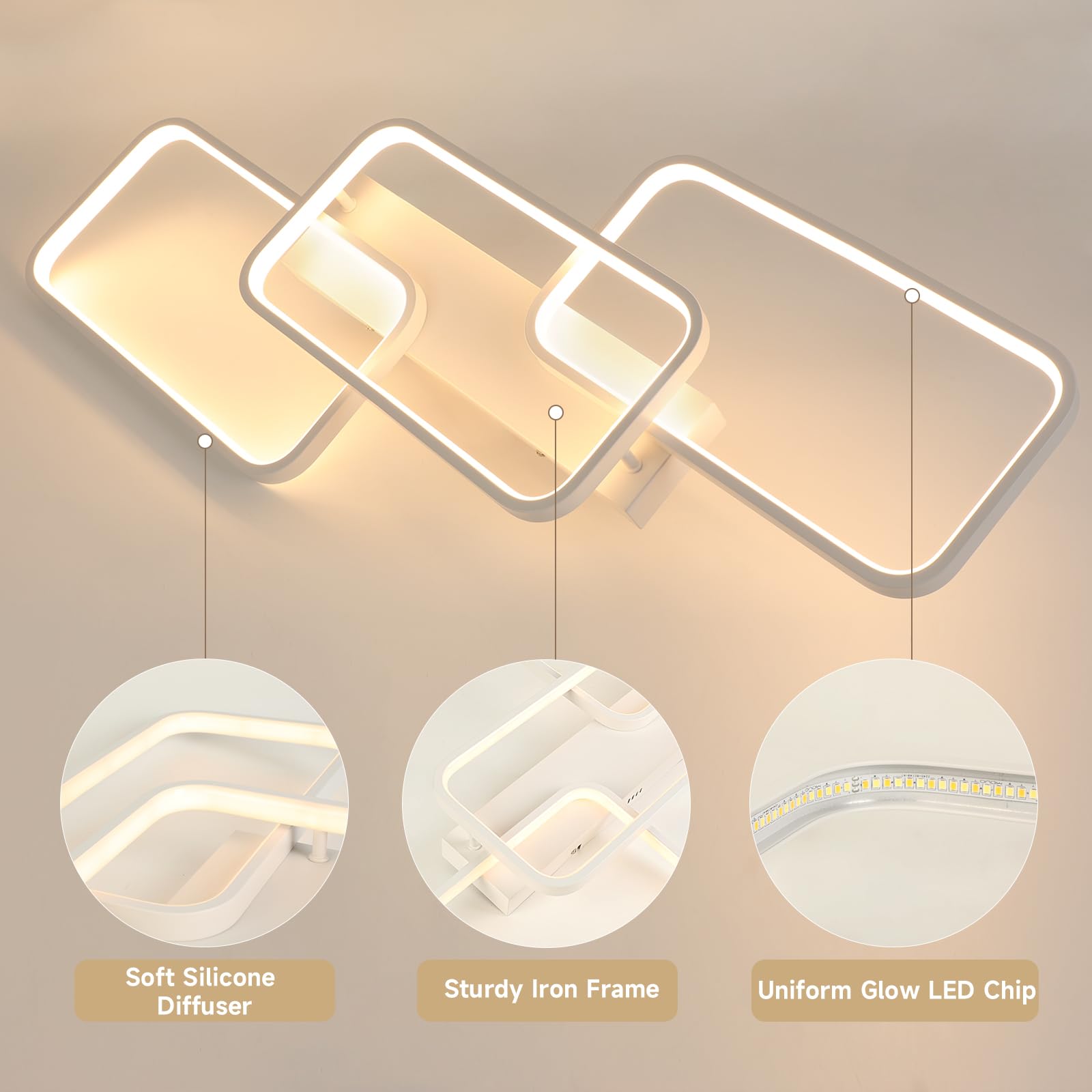 OTREN Lampa sufitowa LED 60 W, 6000 lm, regulowana za pomocą pilota 3000 K, 6500 K, pamięć i blokada, lampka nocna i timer do salonu, sypialni, kuchni, 82 cm
