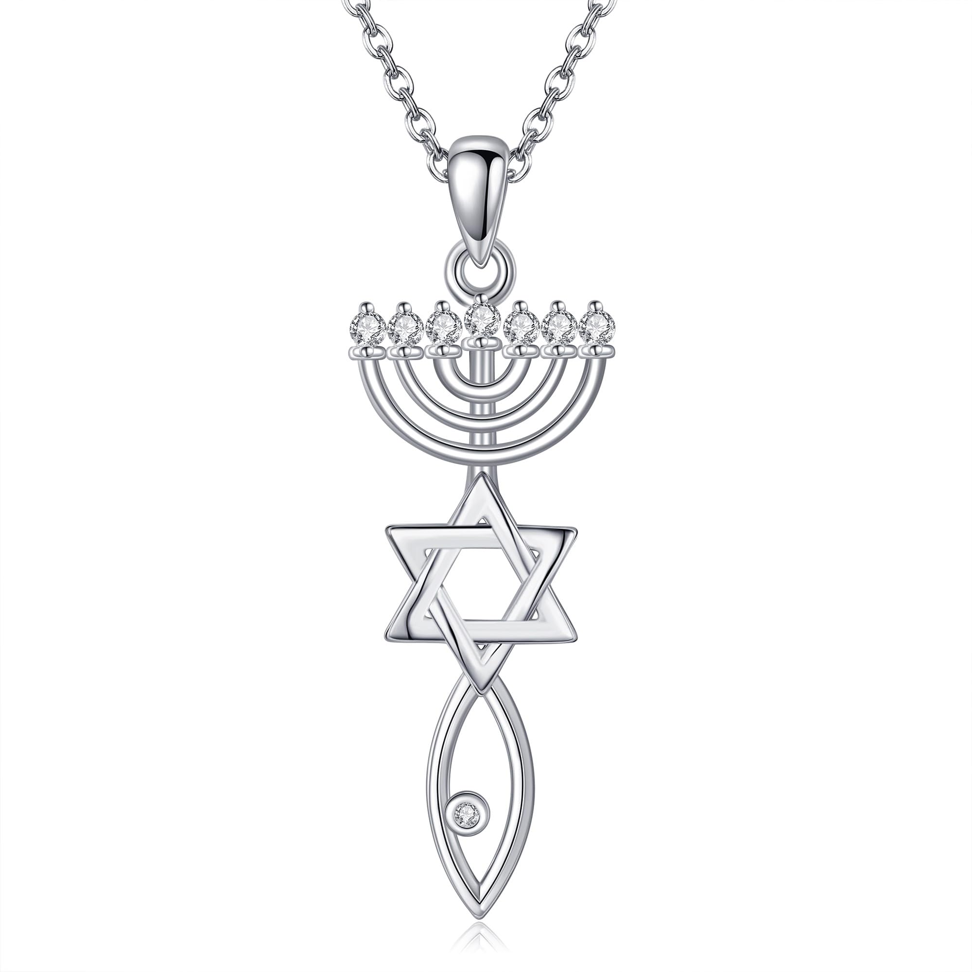ONEFINITYMessianic Seal Necklace 925 Sterling Silver Menorah Pendant Messianic Jewish Jewellery Gifts for Women Men