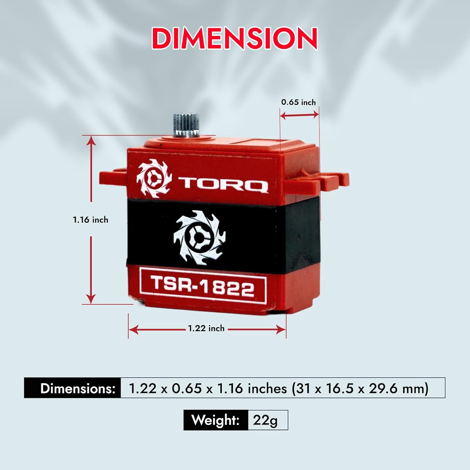 Helidirect TORQ Servo Core Motor Mini Servo RC Car - High Torque Micro, Mini Coreless Motor, Digital Metal Gear for 1/12 and 1/14 Scale Accessories RC Cars Rock Crawler Upgrades (TSR-1822)