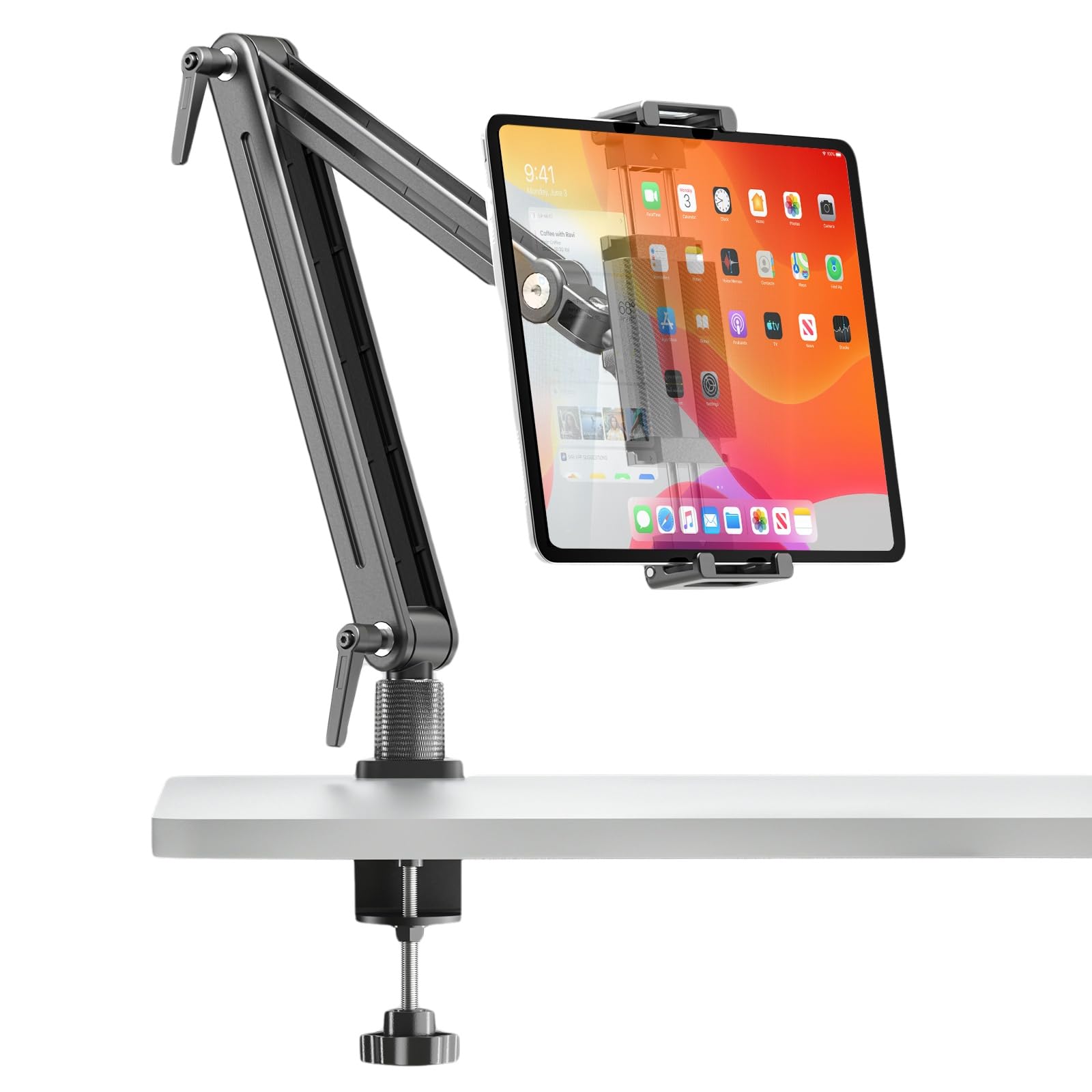 Feising Tablet Halterung Tisch - Tragbare Aluminium Tablethalterungen, Kompatibel mit iPad Air/Pro/Mini, Samsung Galaxy & 4,7-18,5 Zoll Geräten - iPad Halterung Bett/Schreibtisch