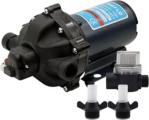 Bomba de diafragma de agua de 12 V, 5.5 GPM, 70 PSI, 5 cámaras, autocebante, bomba de agua de alto rendimiento para marina, RV, barco