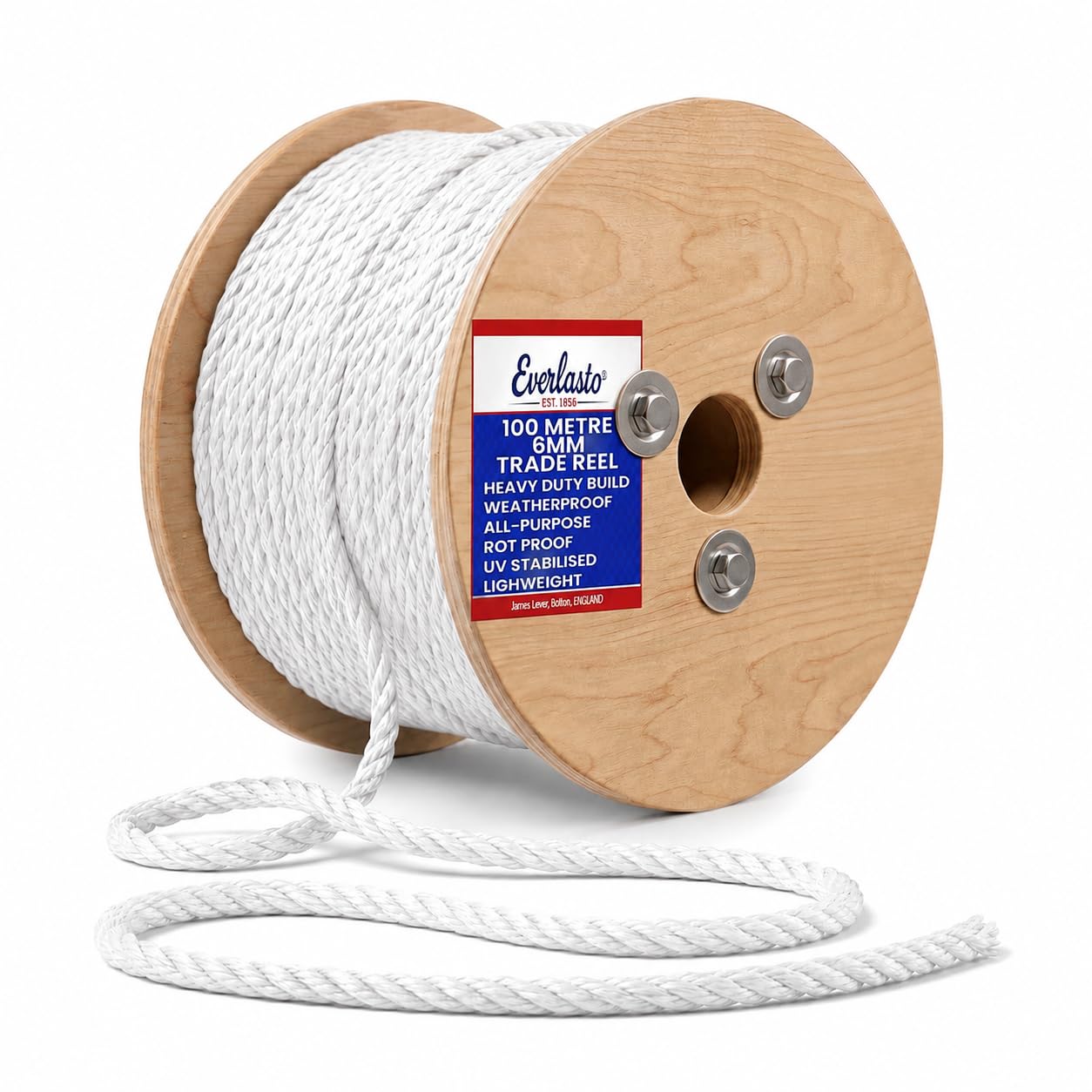100M TRADE REELS EVERLASTO WHITE POLYPROPYLENE POLY ROPE 6MM 8MM 10MM 12MM 14MM 16MM 24MM (6MM)