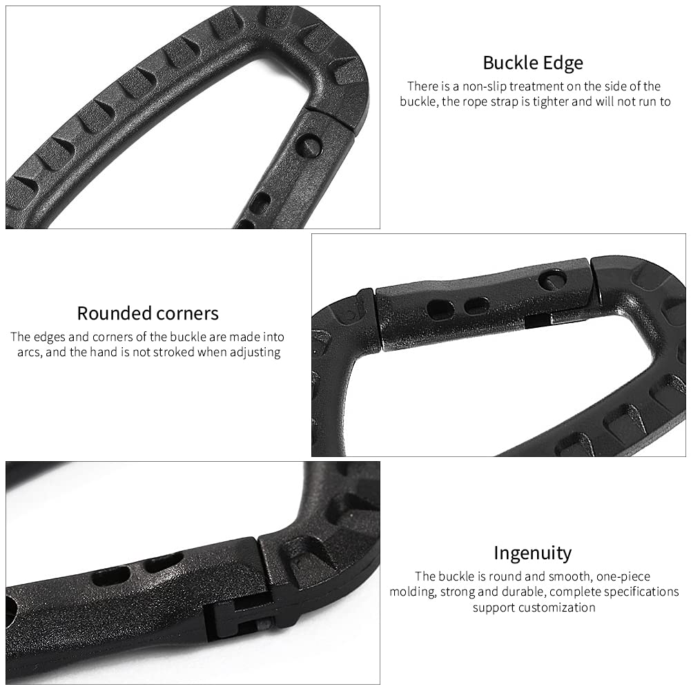 Moschettone Tattico in Plastica D-ring Robusto Resistente Chiusura a Molla per Campeggio Escursionismo Pesca Zaino 4pz (4 pz)