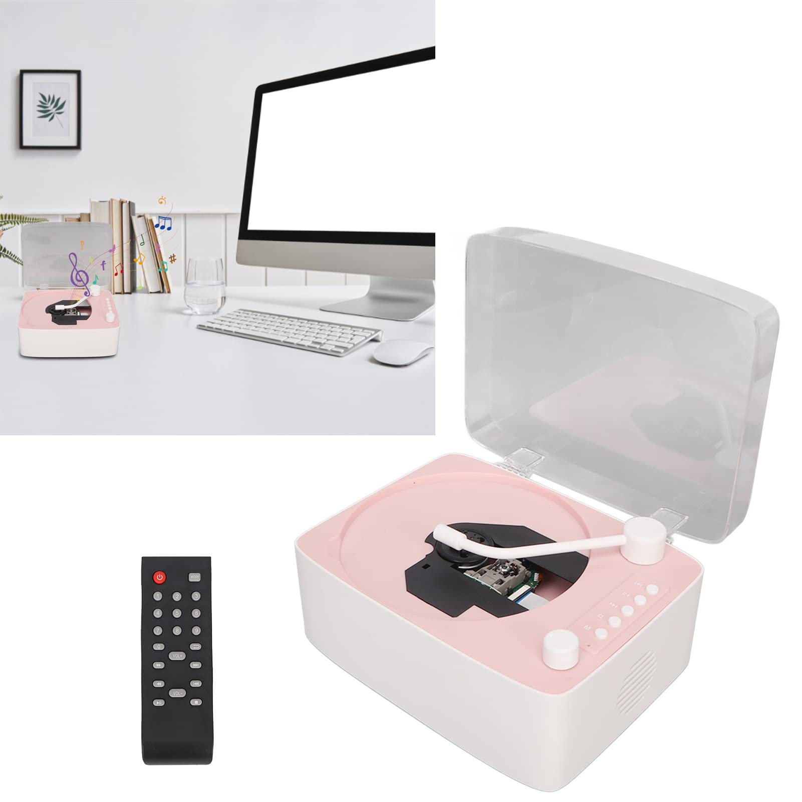 Lecteur CD Portable avec, Lecteur de Musique Kpop Rechargeable avec Haut-Parleur HiFi, Télécommande, Cache Anti-poussière, Prend en Charge Le Lecteur de Musique CD AUX