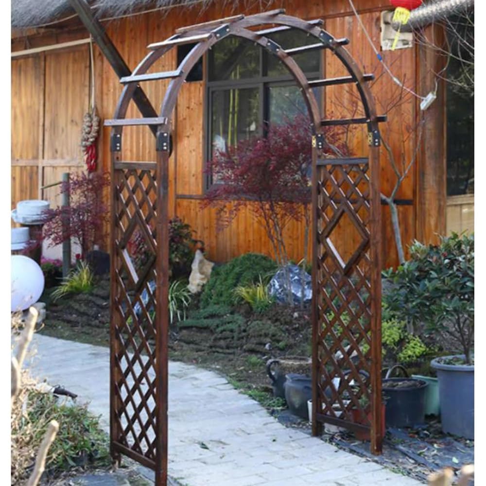 Ciężki drewniany łuk ogrodowy, rustykalny łuk ślubny na ceremonie, stojak na tło łuku 4 × 7 stóp, dekoracja pergoli trawnika ogrodowego (rozmiar: 55 cali/140 cm)