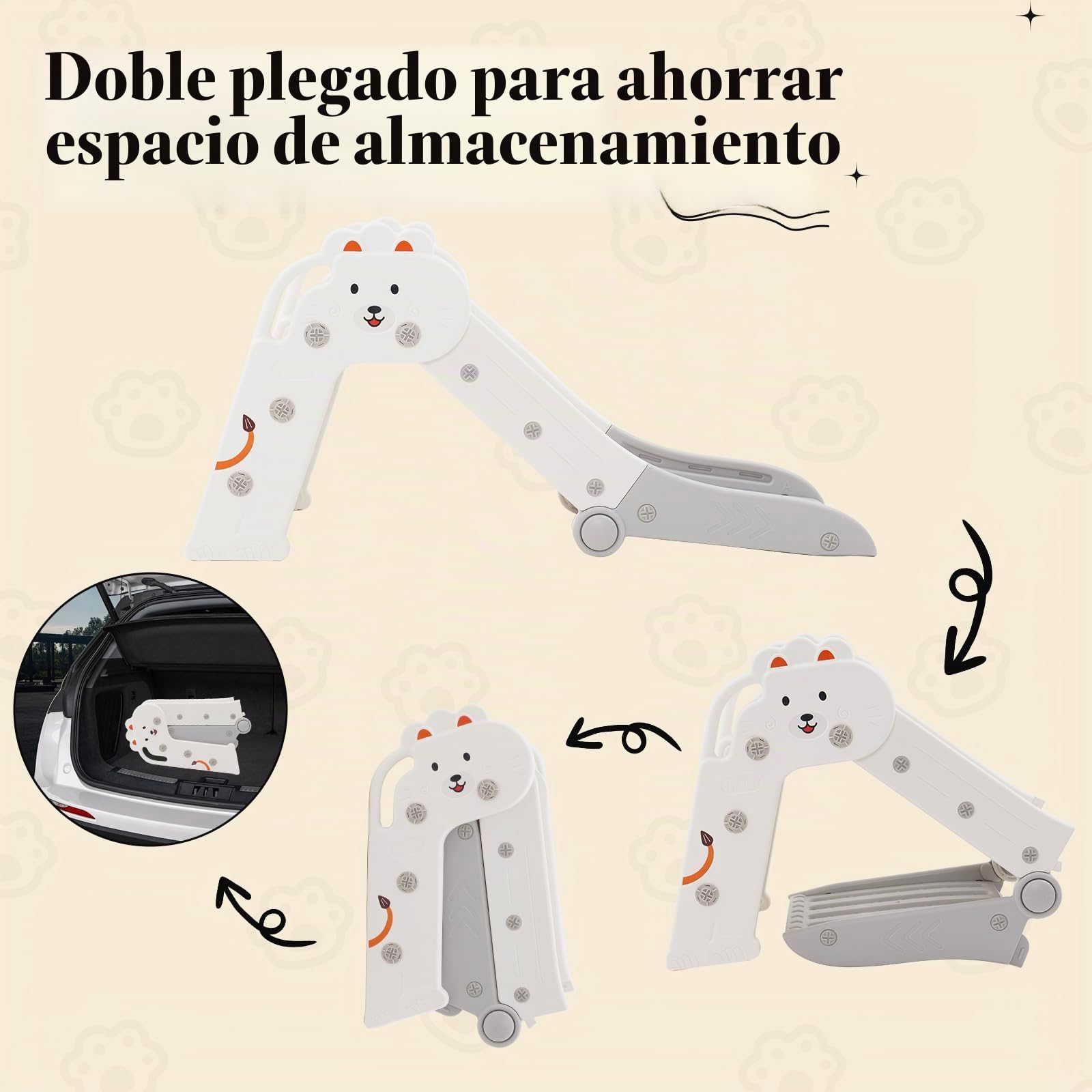 Tobogán para Niños Plegable, para Exteriores e Interiores, para 1-3 años, tobogán de jardín para bebés, Esquinas Redondeadas, Ahorra Espacio (111x54x37CM, Gris)