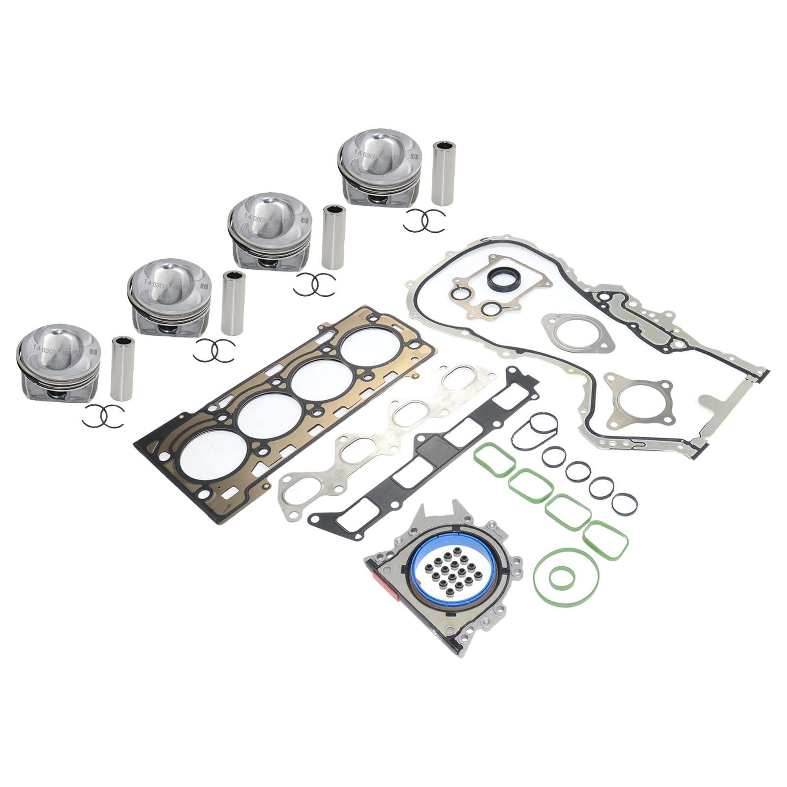 Guarnizione testa cilindro + kit 4 pistoni compatibile con 03C107065AQ 03C109287G 03C103383R