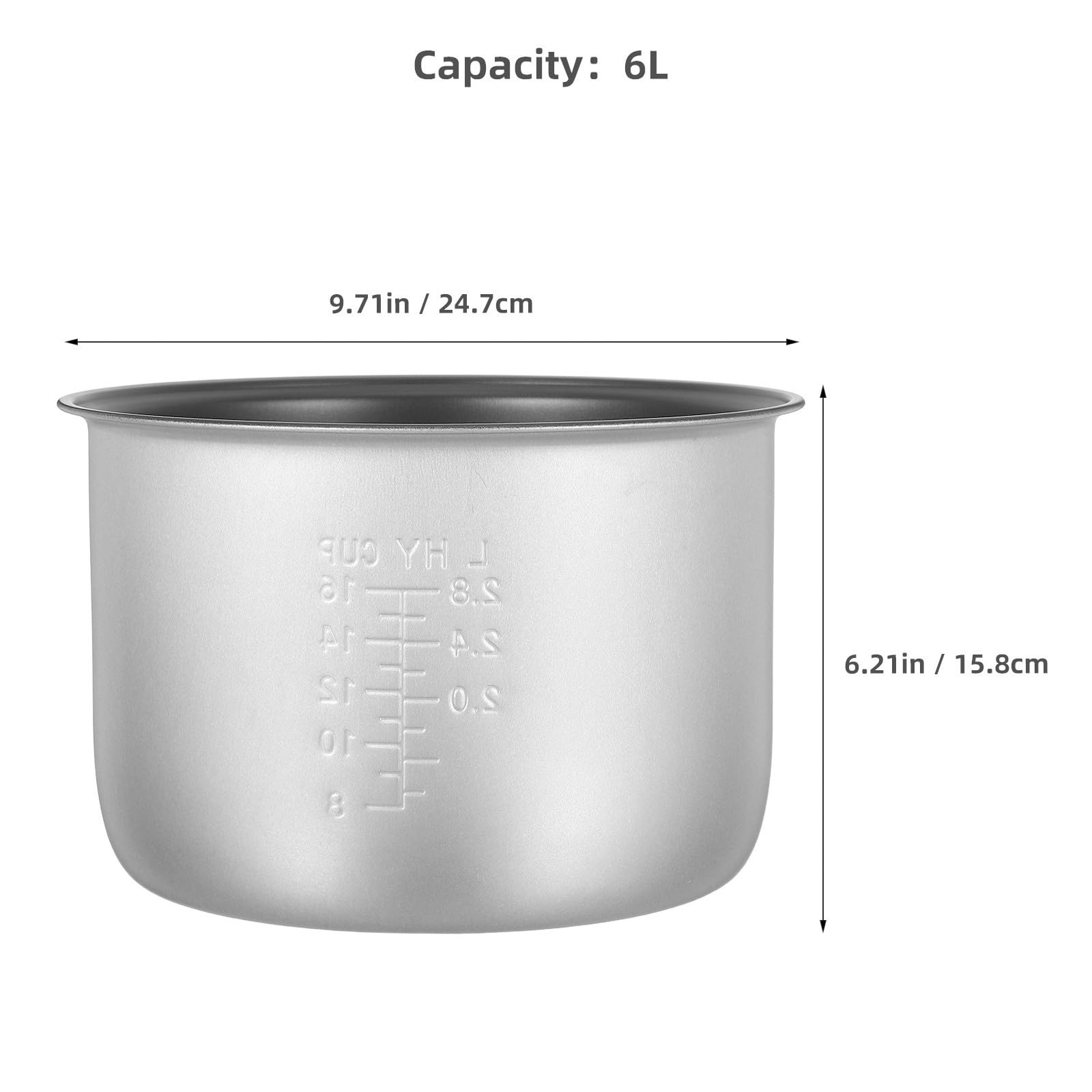 Antihaftbeschichteter Reiskocher Innentopf 6l Aluminium Ersatz Innenschüssel Allgemein Kompatibel für Reiskocher mit Großer Kapazität und Kratzfester Beschichtung