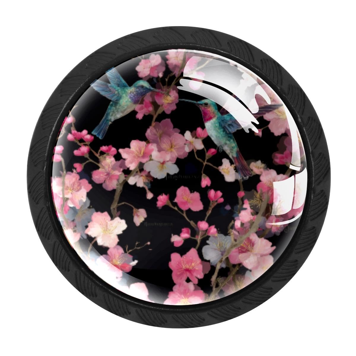 Heoeh Multi 9 4 Pcs Cabinet Knobs, Hummingbird Cherry Blossom Drawer Knobs Dresser Handle