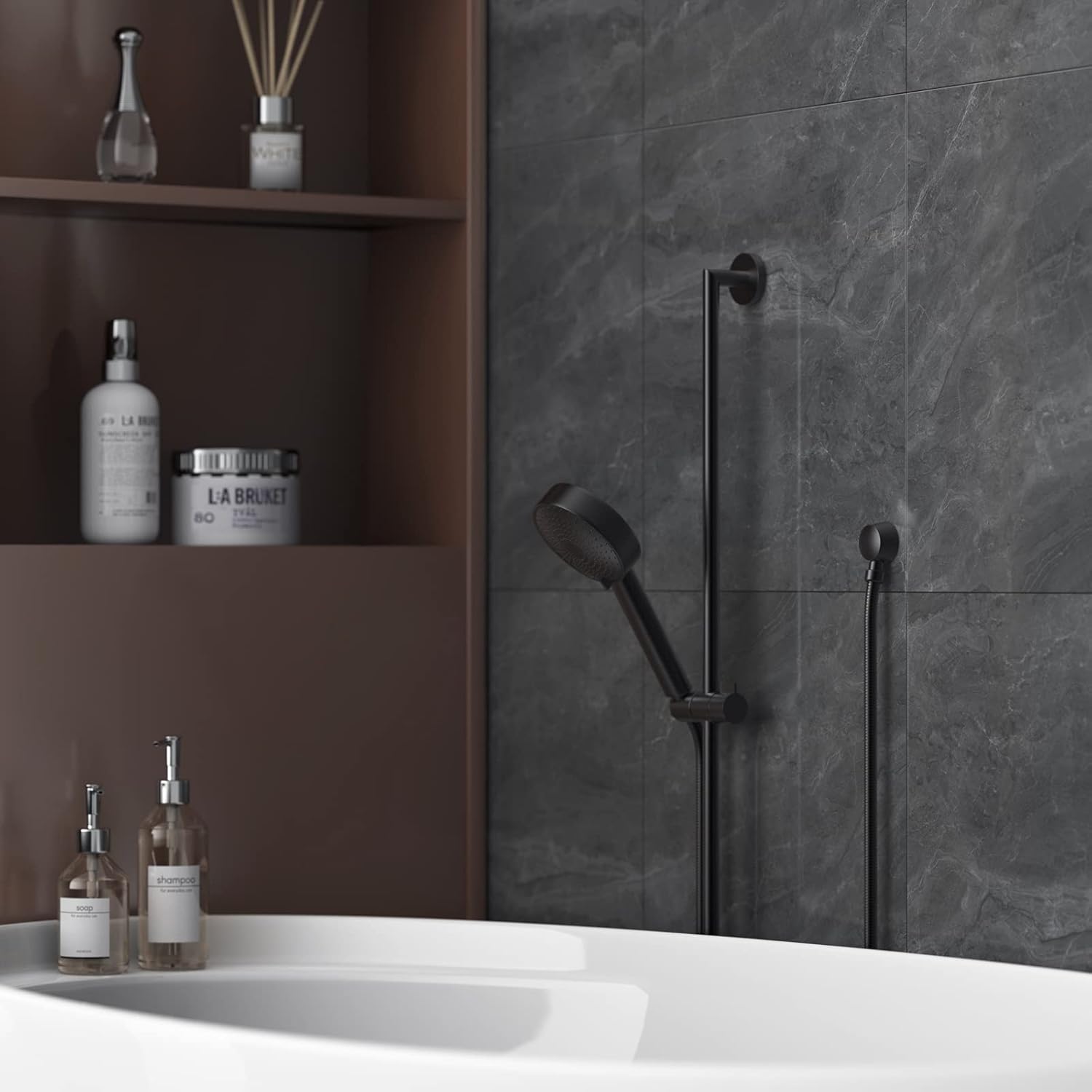 Wall Mounted Supply Elbow, Wall Elbow for Hand Shower, Solid Brass Round Wall Supply Elbow, Check Valve Included (Matte Black)