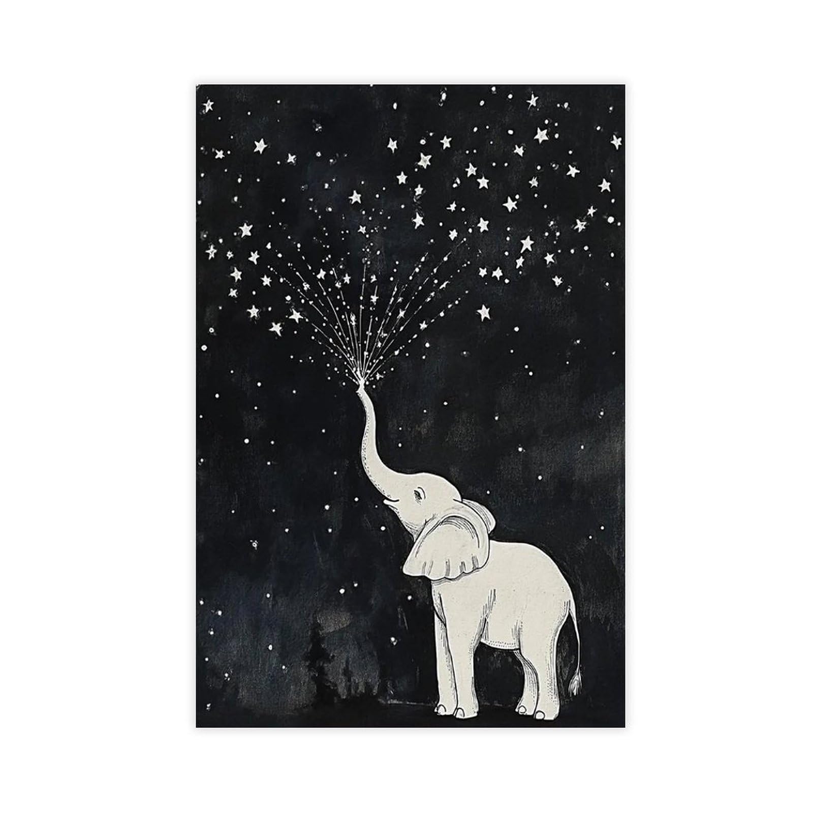 Bareronor Elephant And Star Poster Canvas Poster Bedroom Decor Landscape Office Room Decor Gift 16" L X 24" W