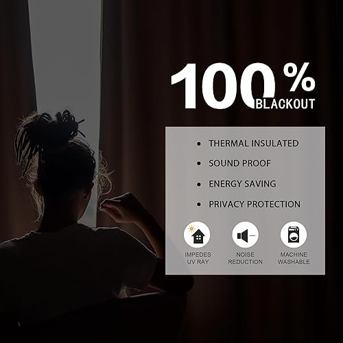Miniatura 2 de DUALIFE Cortinas opacas negras de 102 pulgadas de largo, juego de 2 paneles para sala de estar, dormitorio, barra y pestaña trasera, aislamiento