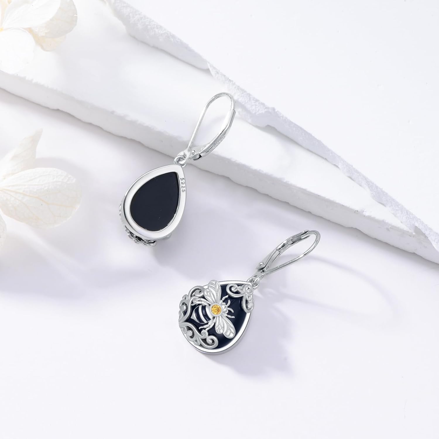 PELOVNY Dragonfly Butterfly Bee Hummingbird Earrings for Women 925 Sterling Silver Filigree Abalone Shell/Black Onyx Earrings Birthday Christmas Jewelry Gifts for Mom Daughter Wife Sister