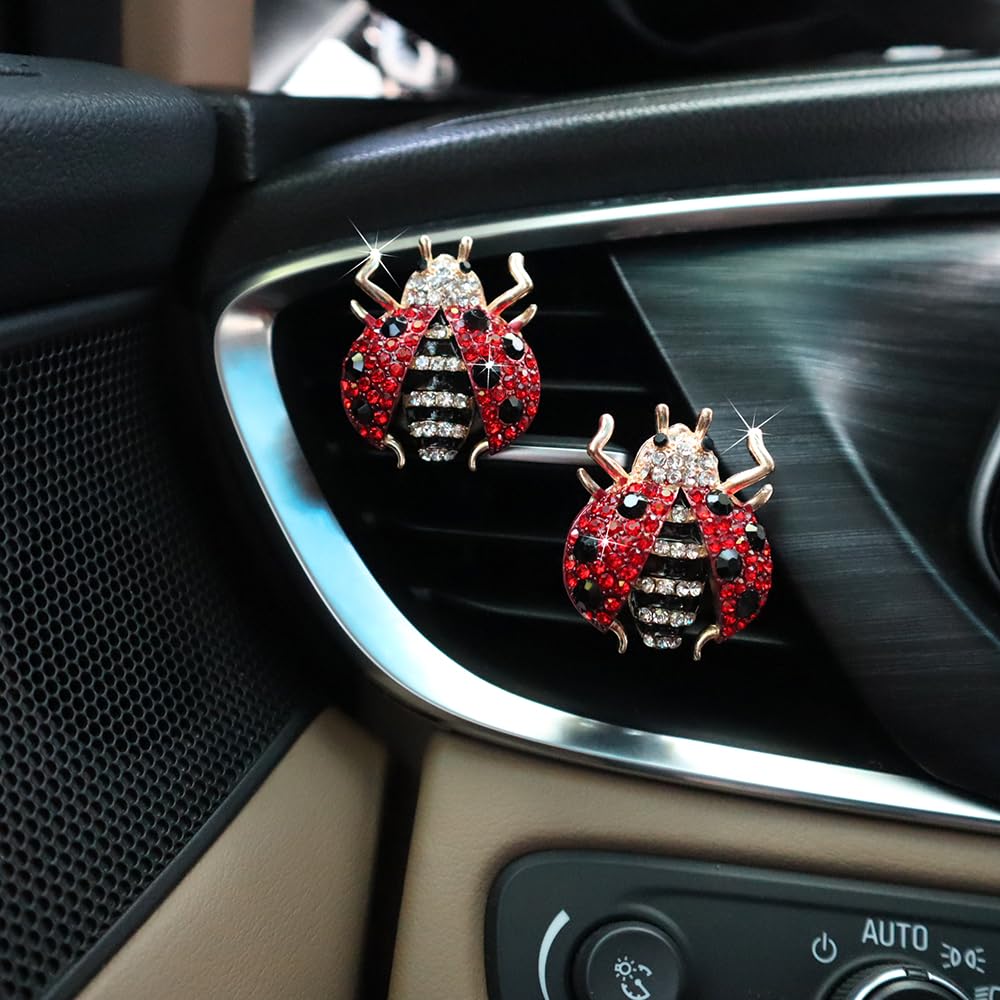 Bling Accessori Auto: 4 Clip Profumatore Per Bocchette D'Aria A Forma Di Rossetto – Rosso Abbagliante Con Ricariche Di Profumo, Decorazione Auto Per Donna - 3
