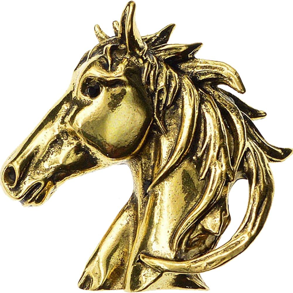 Keuyeo Horse Head Brooches - Gold & Silver Color Horse Lapel Pin Badge Vintage Animal Pin Punk Style Unisex Suit Accessories