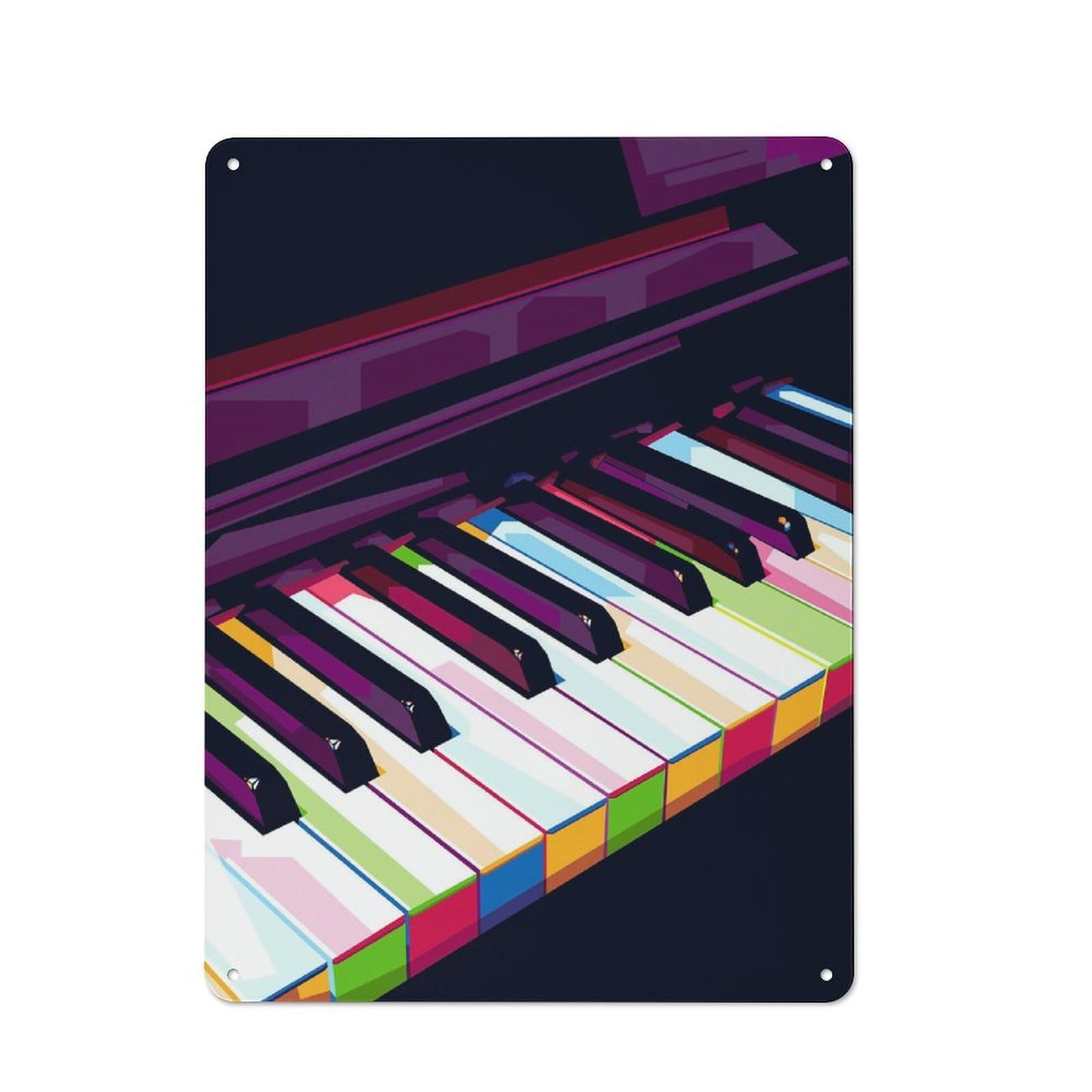 Junmoney Piano Pop Art Metal Wall Sign 40X30cm, Rustic Decor For Home Bar Wall, Gift Idea At Christmas For Hosts Who Enjoy Retro Interiors