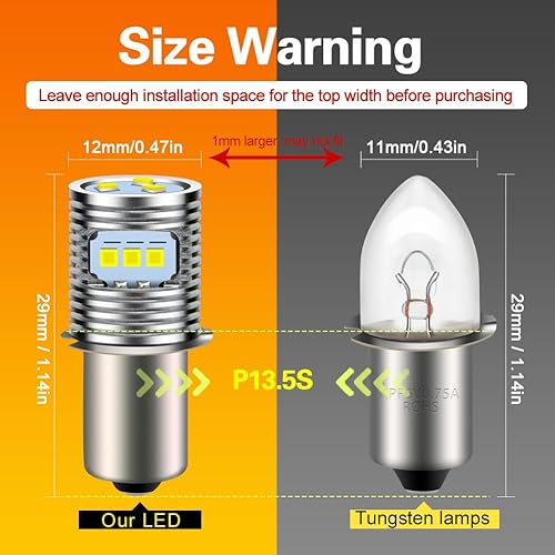 Miniatura 5 de Ruiandsion Bombilla LED P13.5S de 18 V, 19.2 V, 24 V, 7 a 24 voltios, base P13.5S, repuesto para linterna, linterna, linterna, luces de trabajo, sin