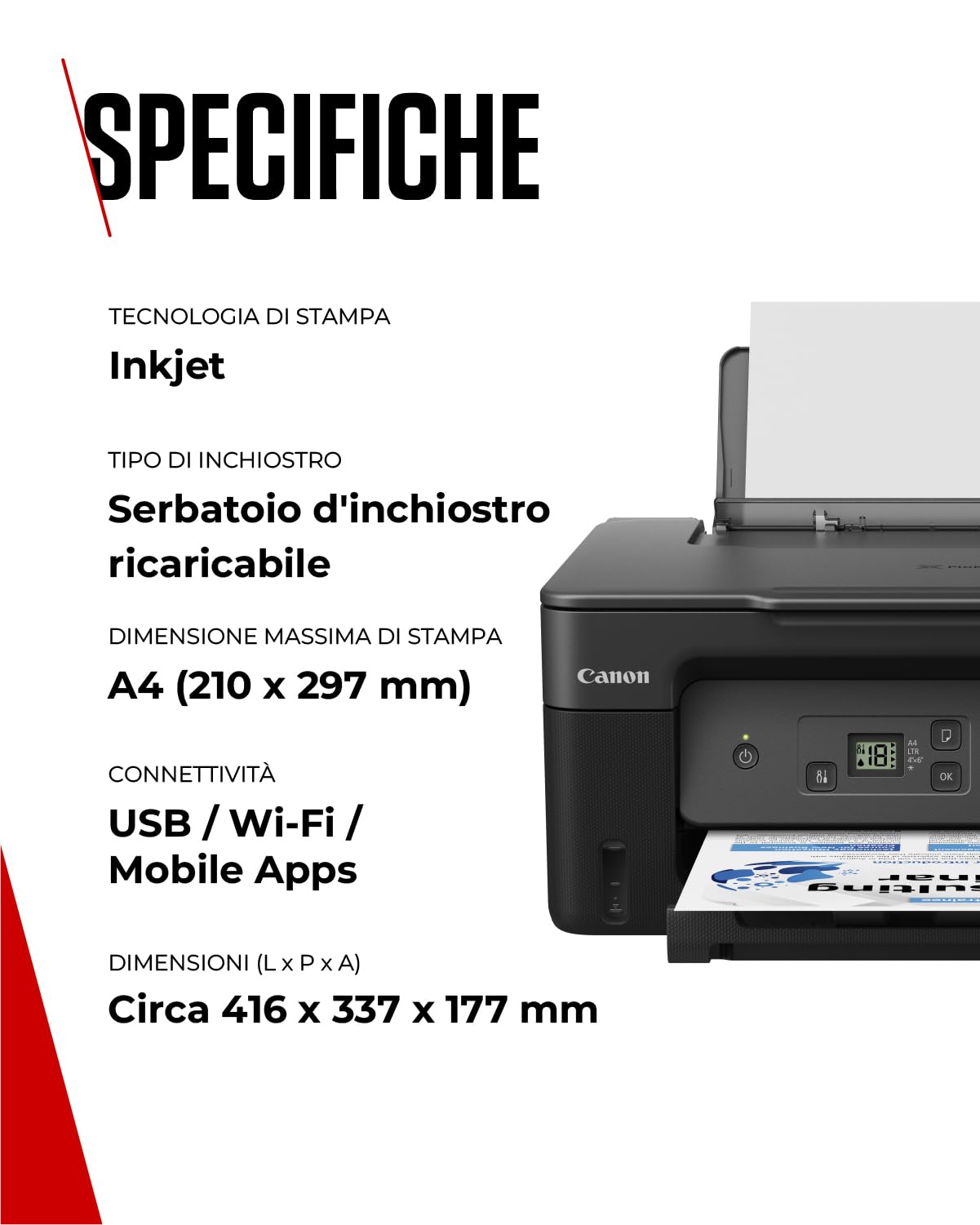 Canon Serie PIXMA G2570 - Stampante Multifunzione, Fotocopiatrice e Scanner MegaTank per la Casa con Schermo LED | Connettività USB | Stampante per Uso Domestico