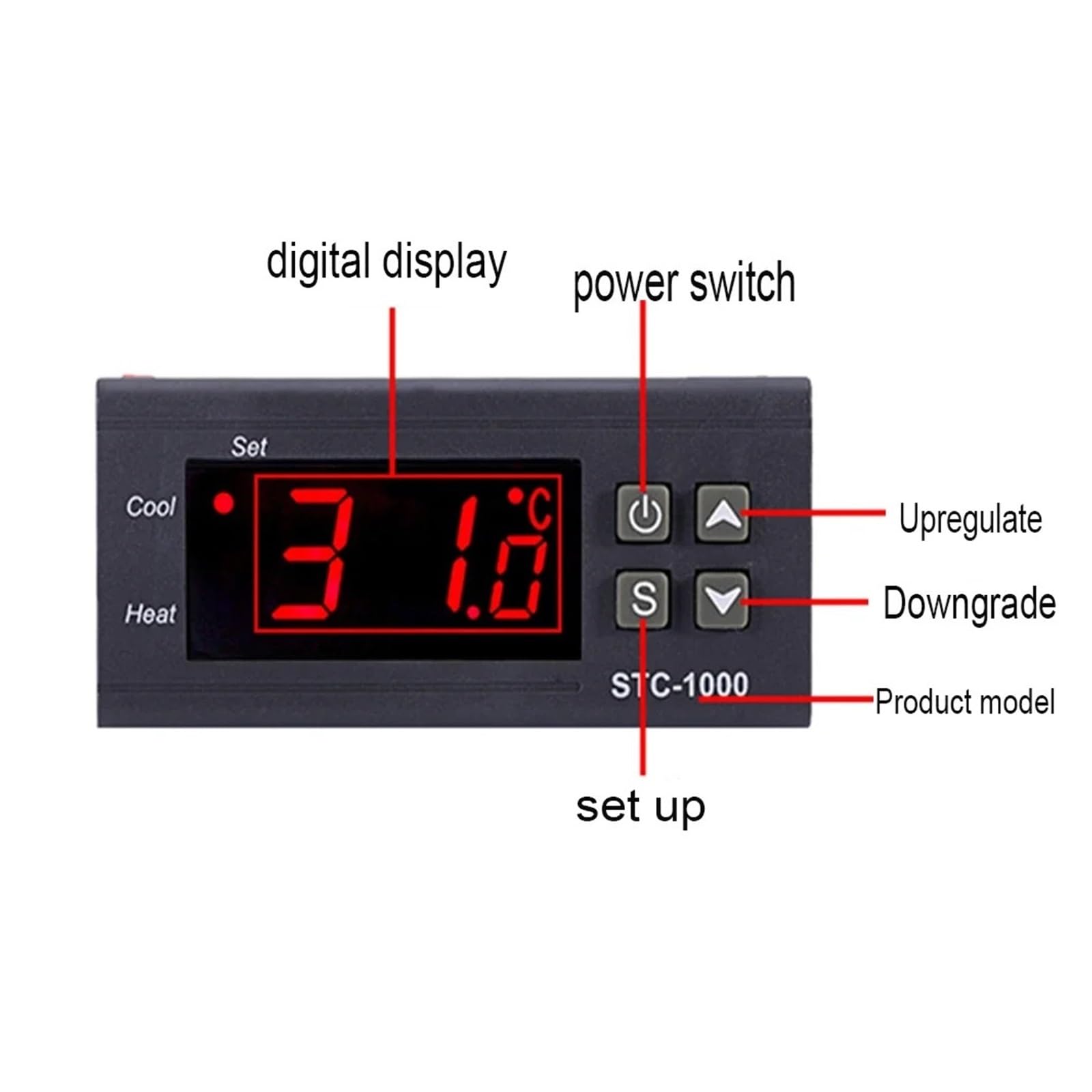Smart STC-1000 Regolatore di temperatura LED Termostato digitale Termoregolatore Incubatore Relè Riscaldamento e raffreddamento 12 V 220 V