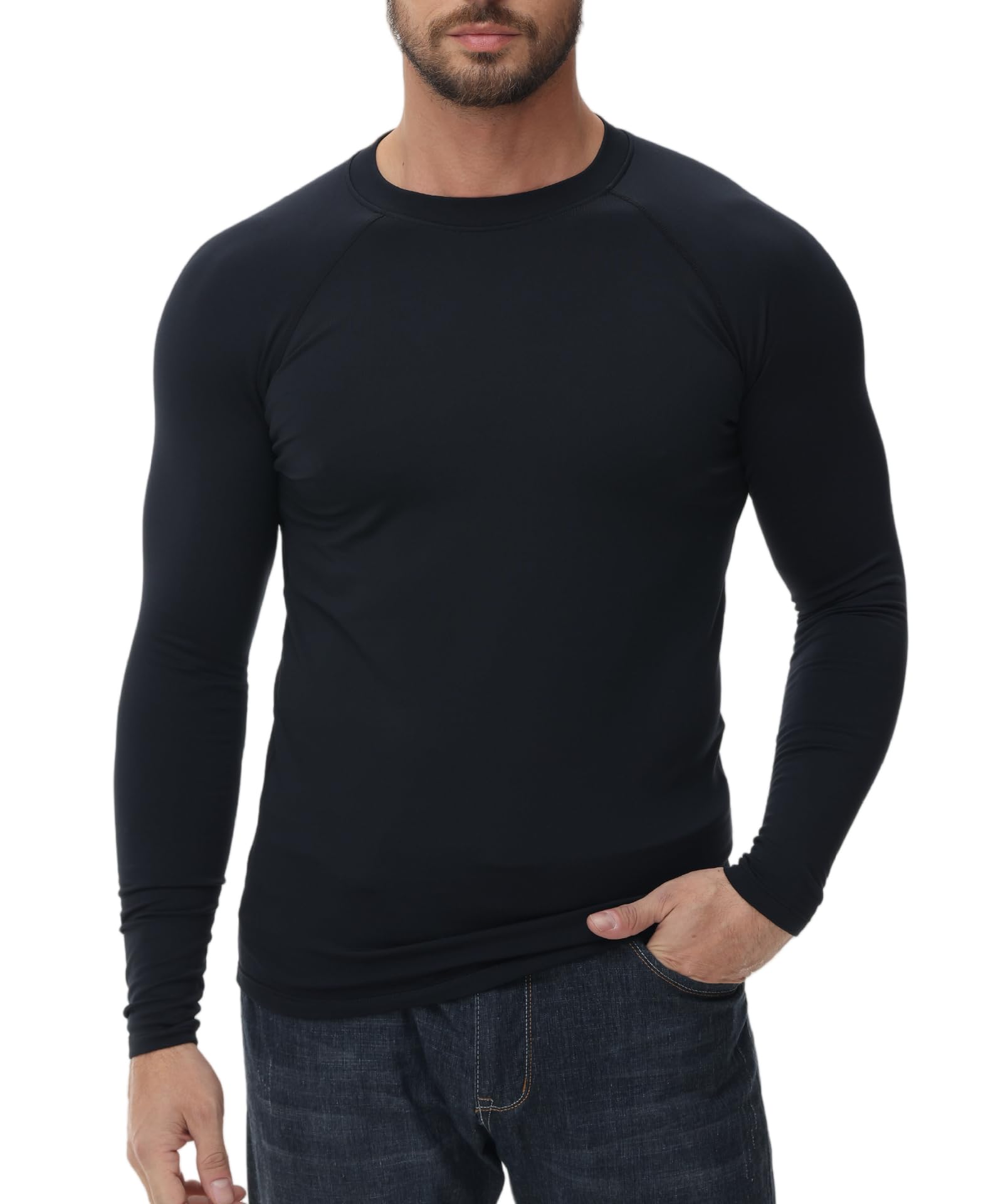 HUGE SPORTS Hauts Thermiques Homme sous Vetement Thermique Homme Manche Longue Doublure en Polaire