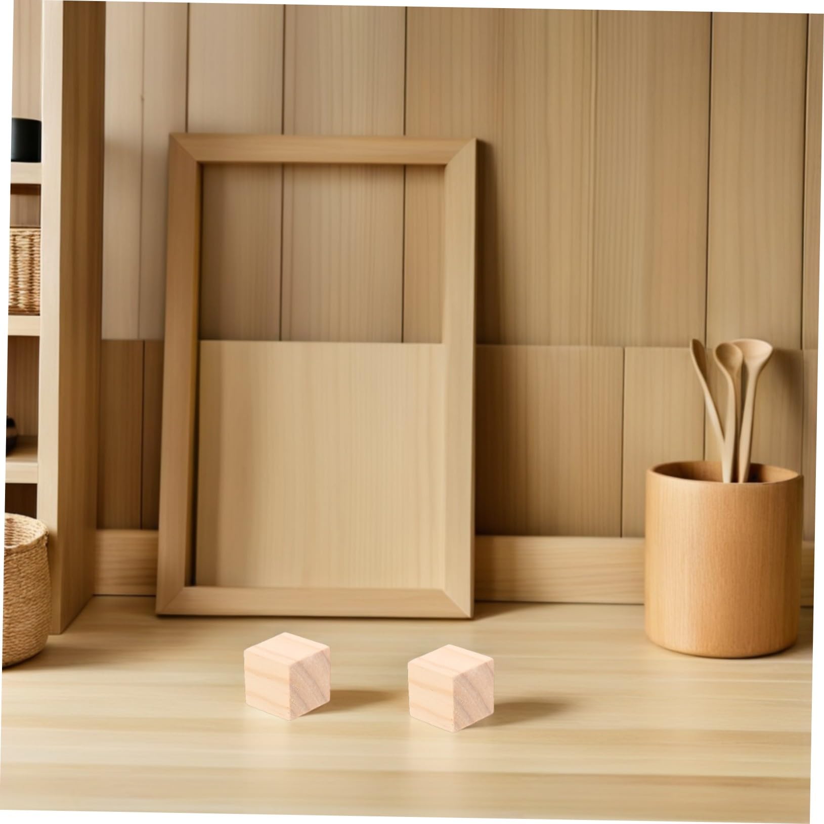 20 Stück Holzklötze Naturbelassene Quadratische Bauklötze Bausteine Montessori Stapelspielzeug Kreative DIY Holz Würfel für Vorschule und Bastelprojekte