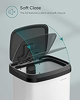 Vista 5 de SONGMICS - Basurero de cocina de acero inoxidable de 18 galones, con tapa que se mantiene abierta y pedal de pie, cierre suave, alto, grande y Negro